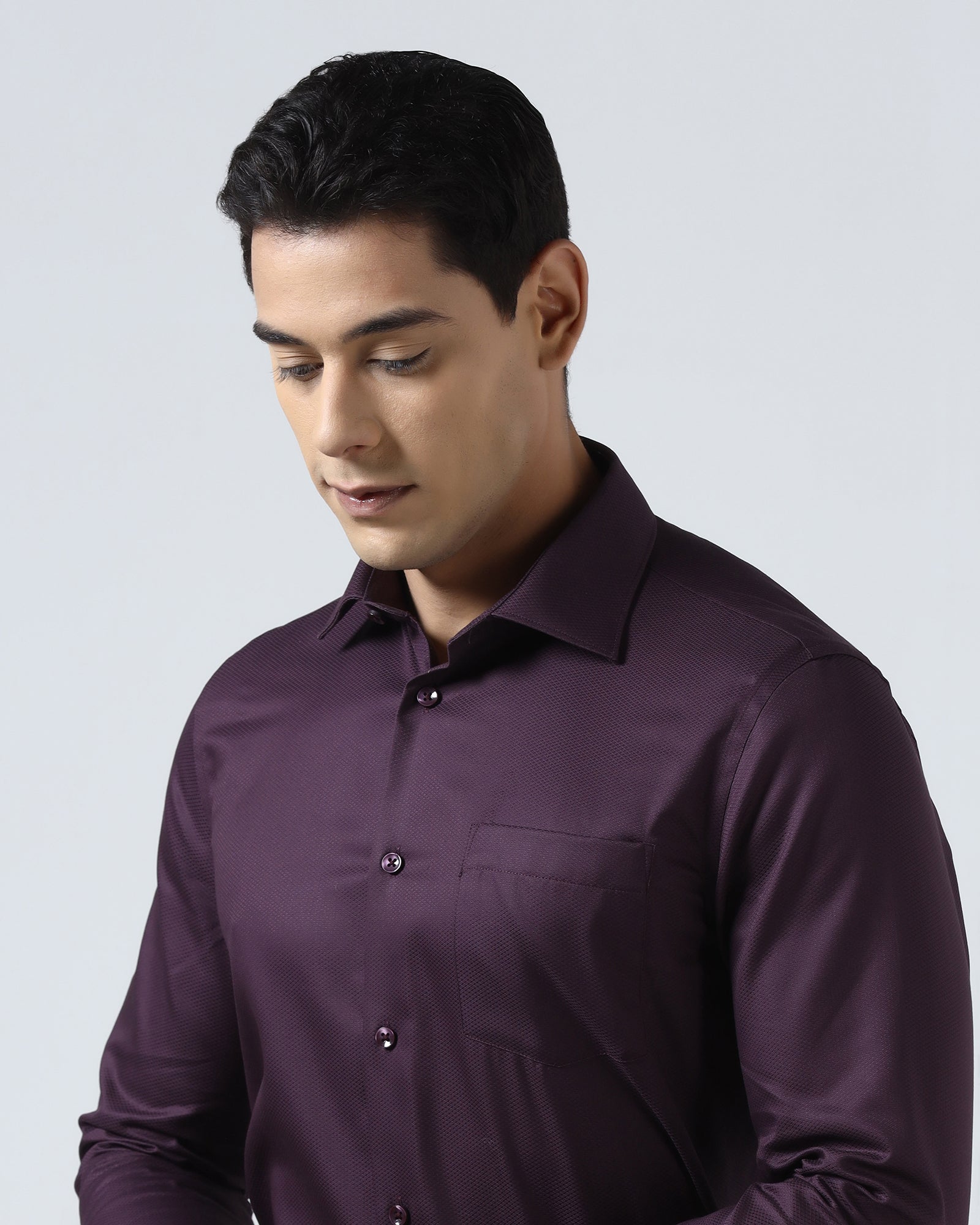 Purple Non Iron Textured Shirt - P31