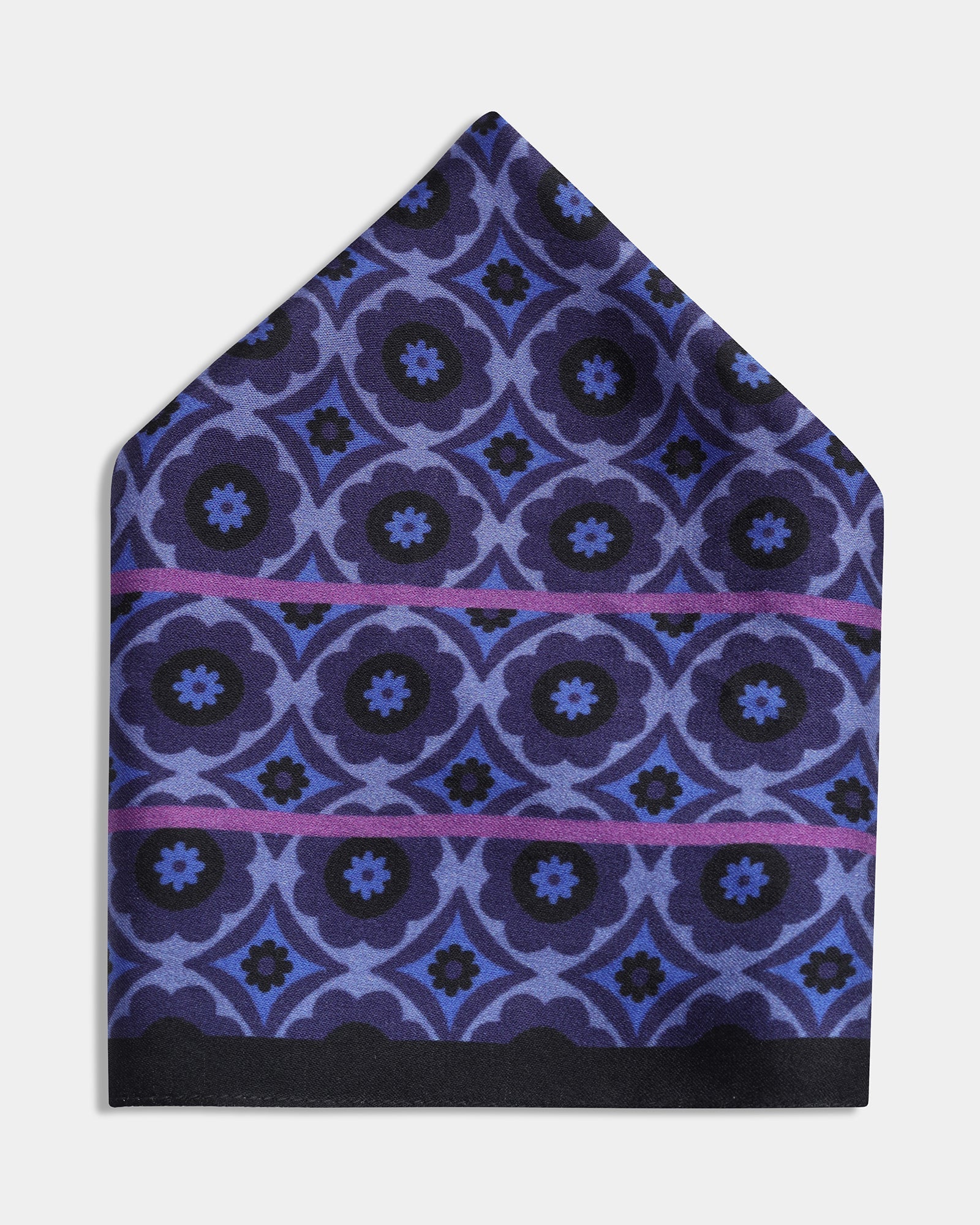 Purple Printed 100% Silk Pocket Square - Amour