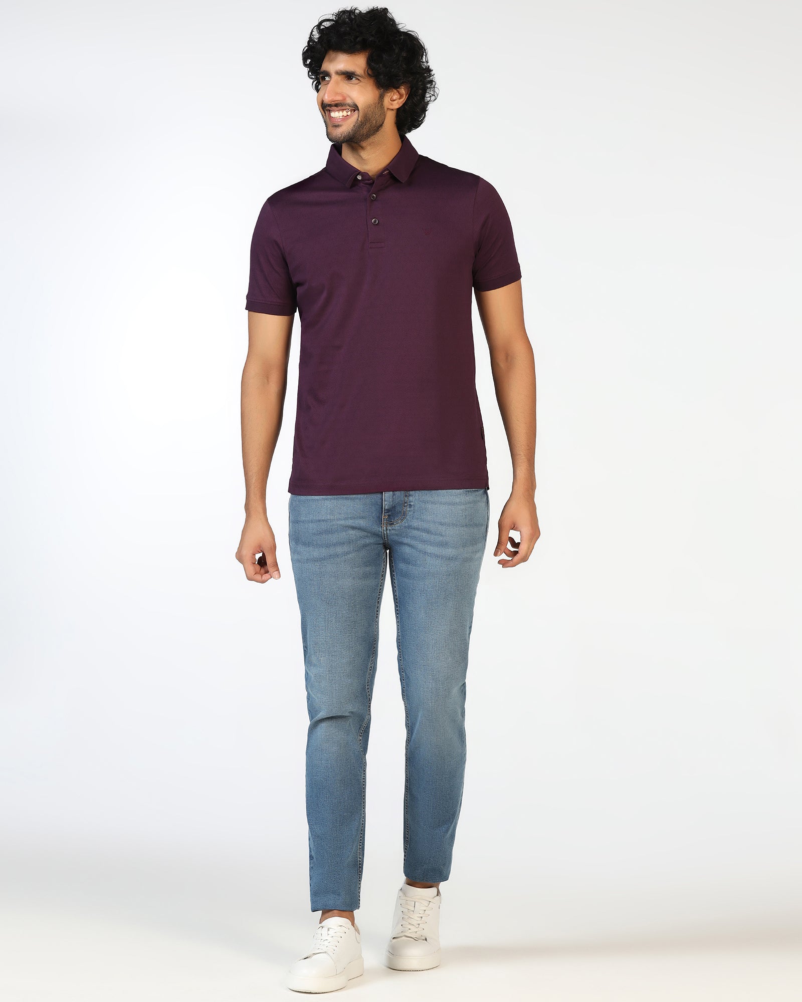 Purple Printed Polo - Peter