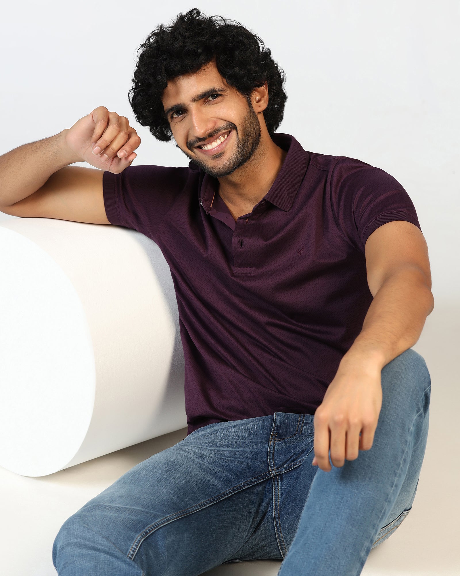 Purple Printed Polo - Peter