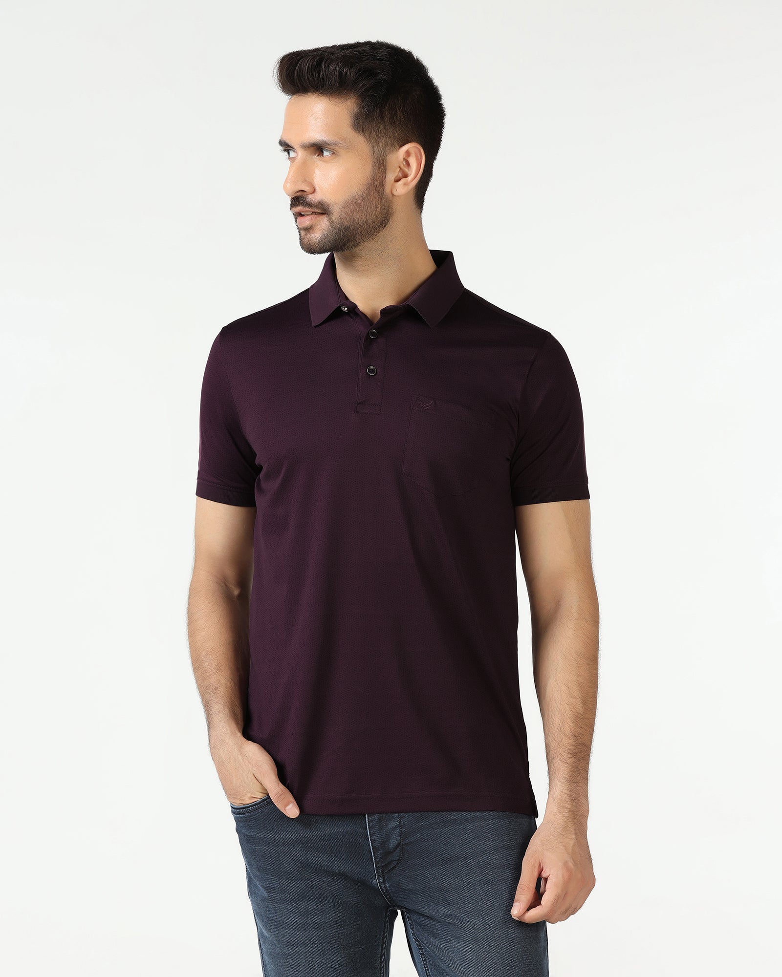 Purple Printed Polo - Peter
