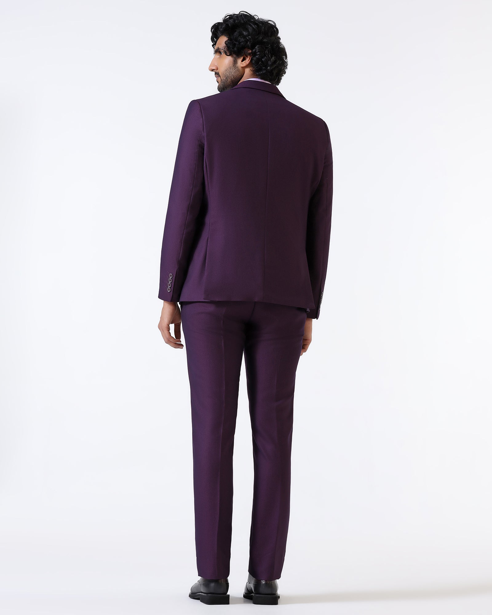 Purple Three Piece Textured Suit - Opto