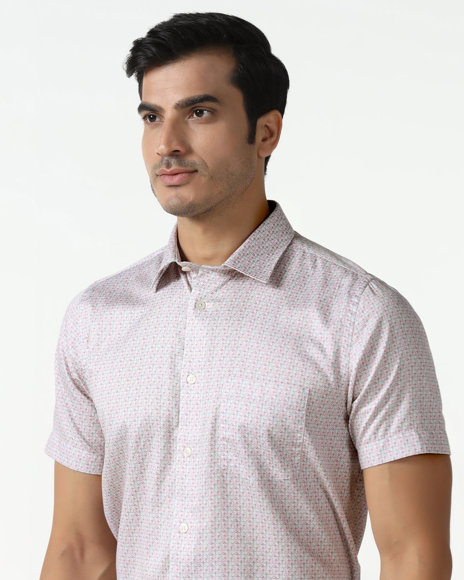 Red Half Sleeve Printed Shirt - Nicole