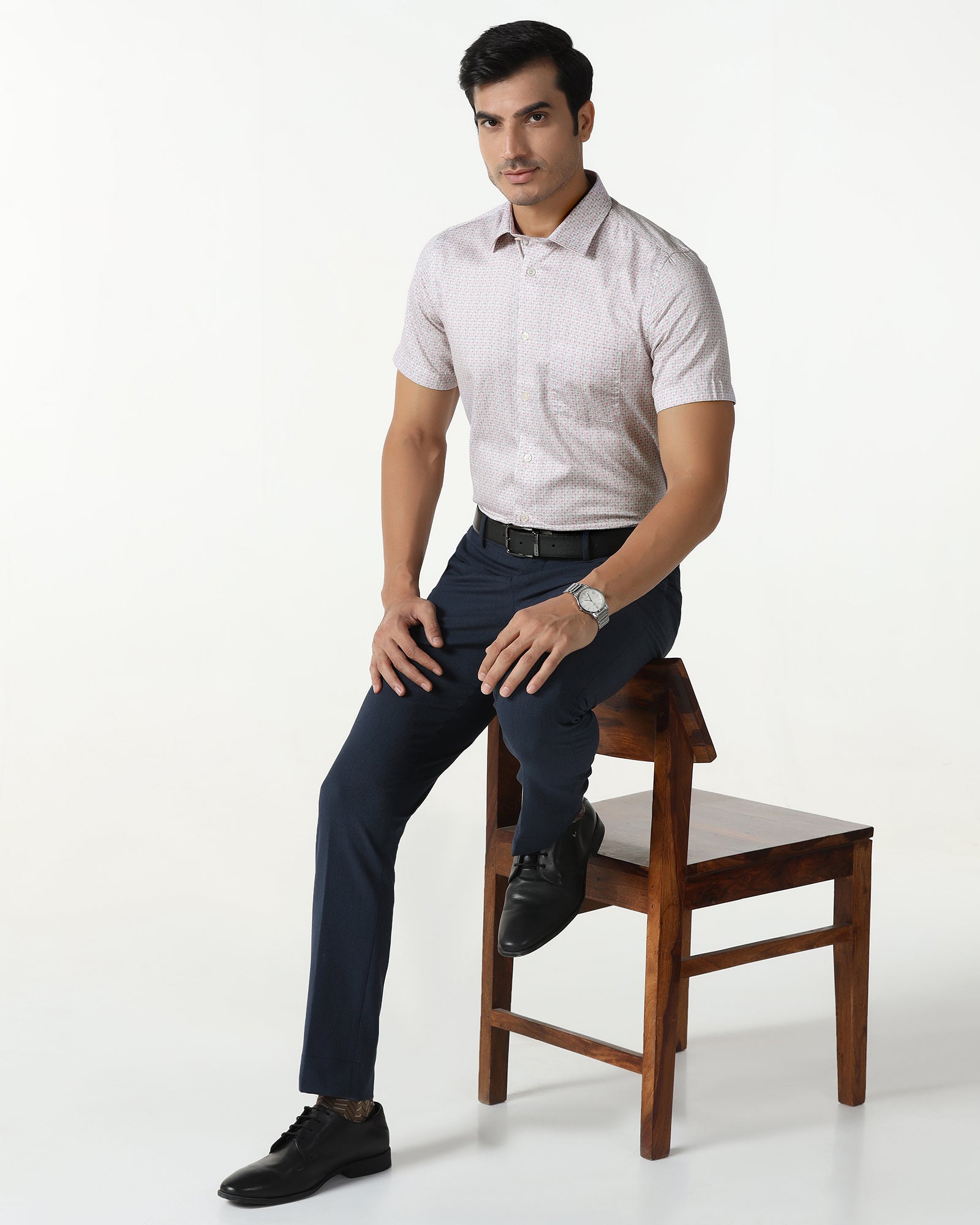 Red Half Sleeve Printed Shirt - Nicole