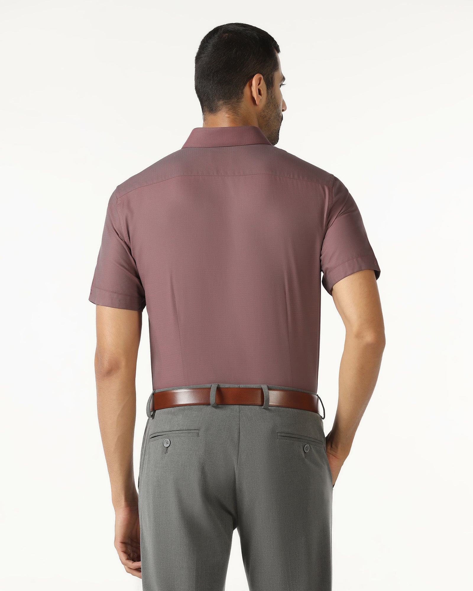 Red Half Sleeve Textured Shirt - Zander