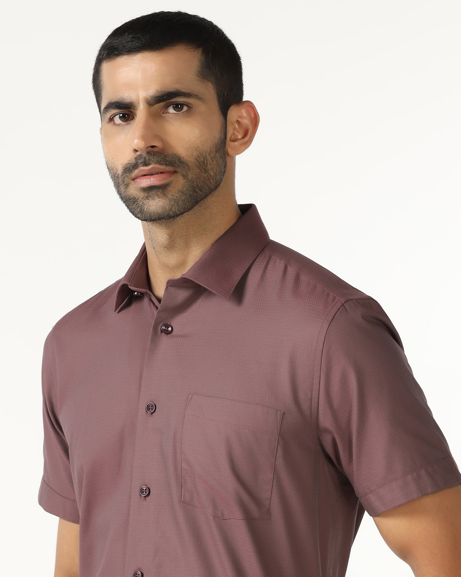 Red Half Sleeve Textured Shirt - Zander