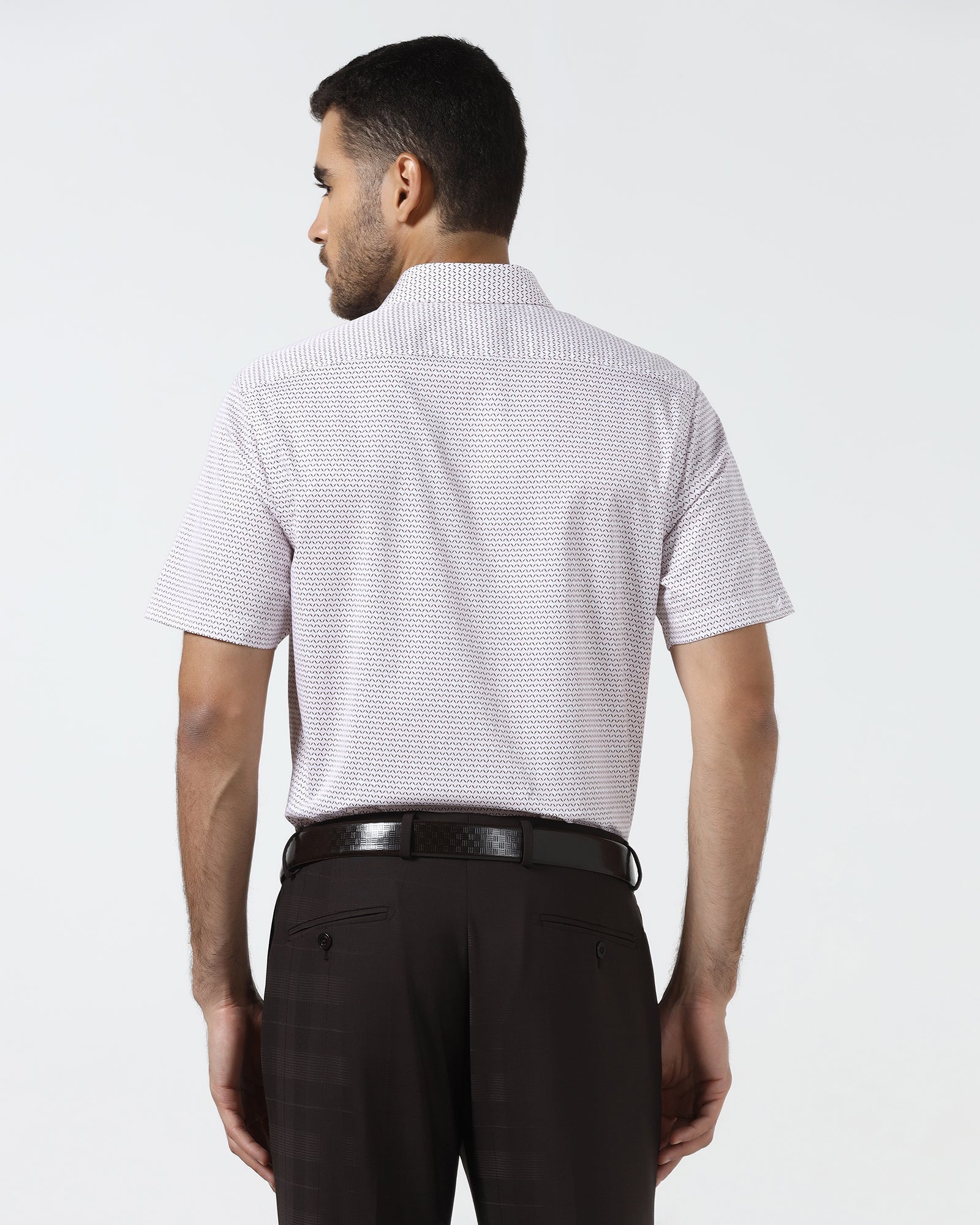 Red Half Sleeve Non Iron Printed Shirt - Everest