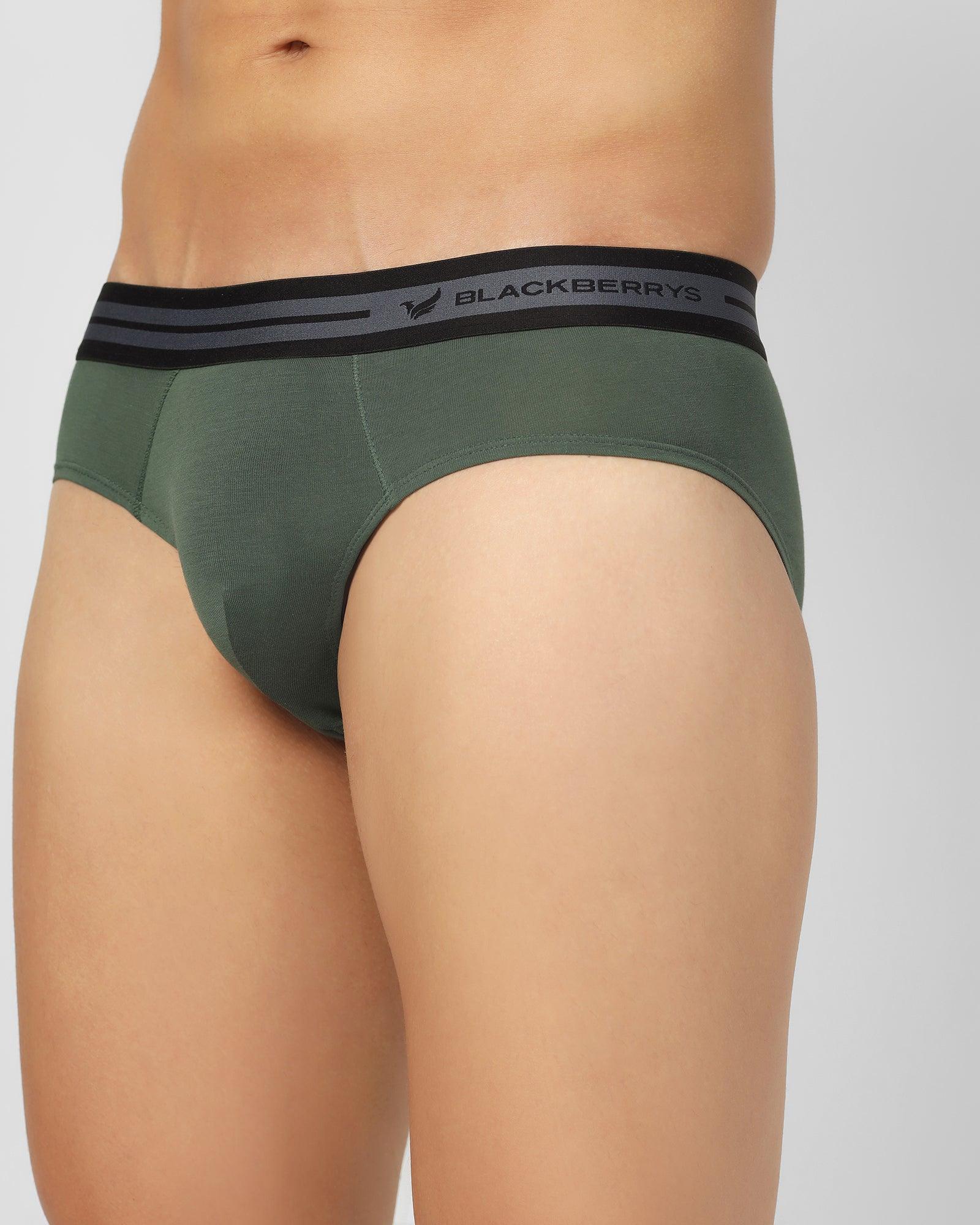 Regular Fit Brief In Sage Green (New Broc) - Blackberrys
