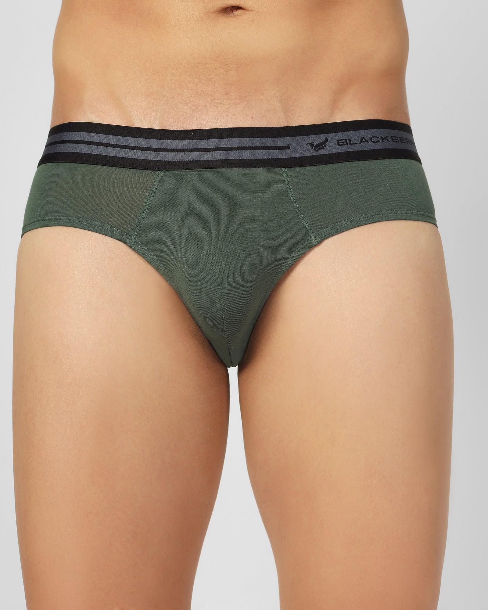 Regular Fit Brief In Sage Green (New Broc) - Blackberrys