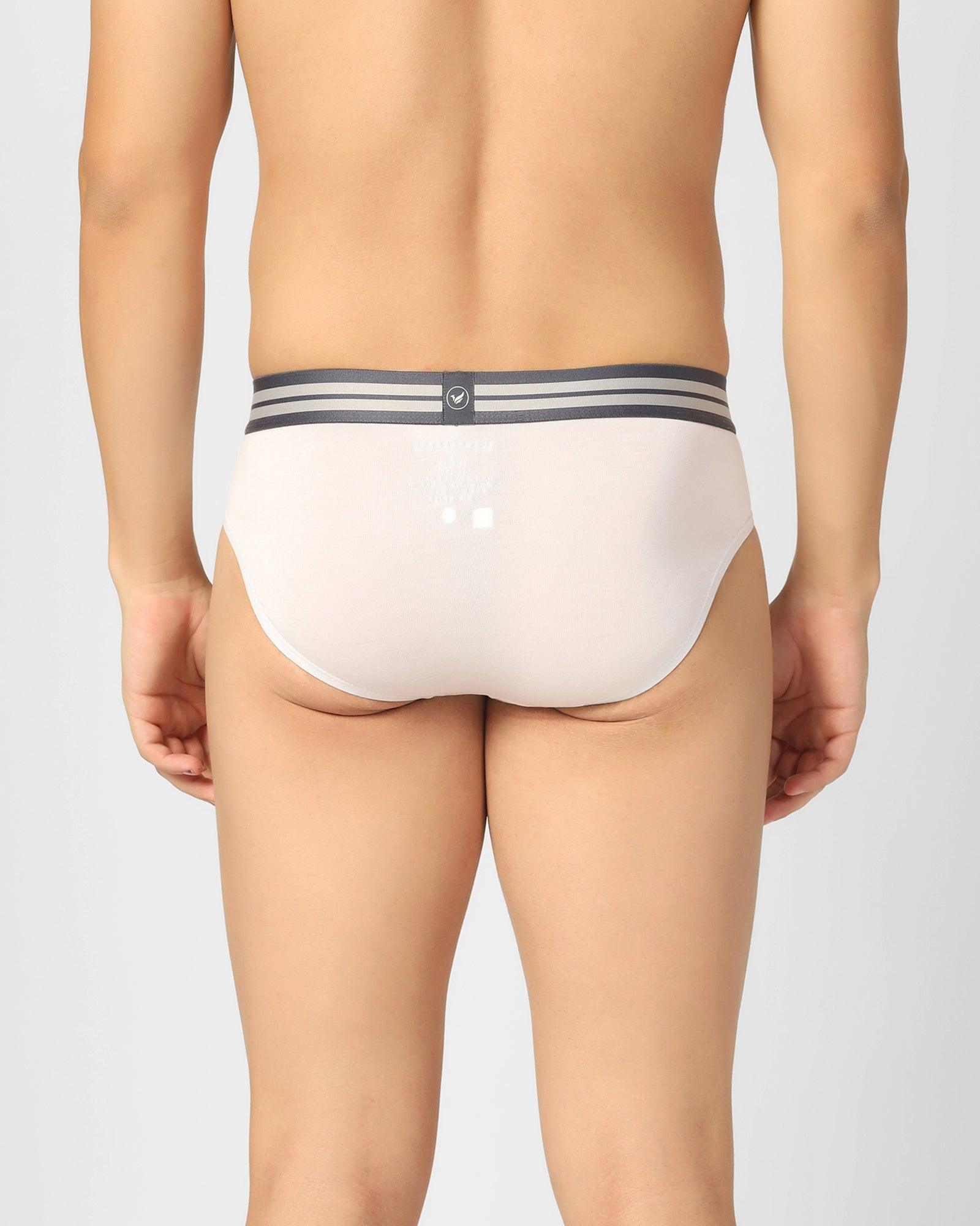 Regular Fit Brief In White (New Broc) - Blackberrys