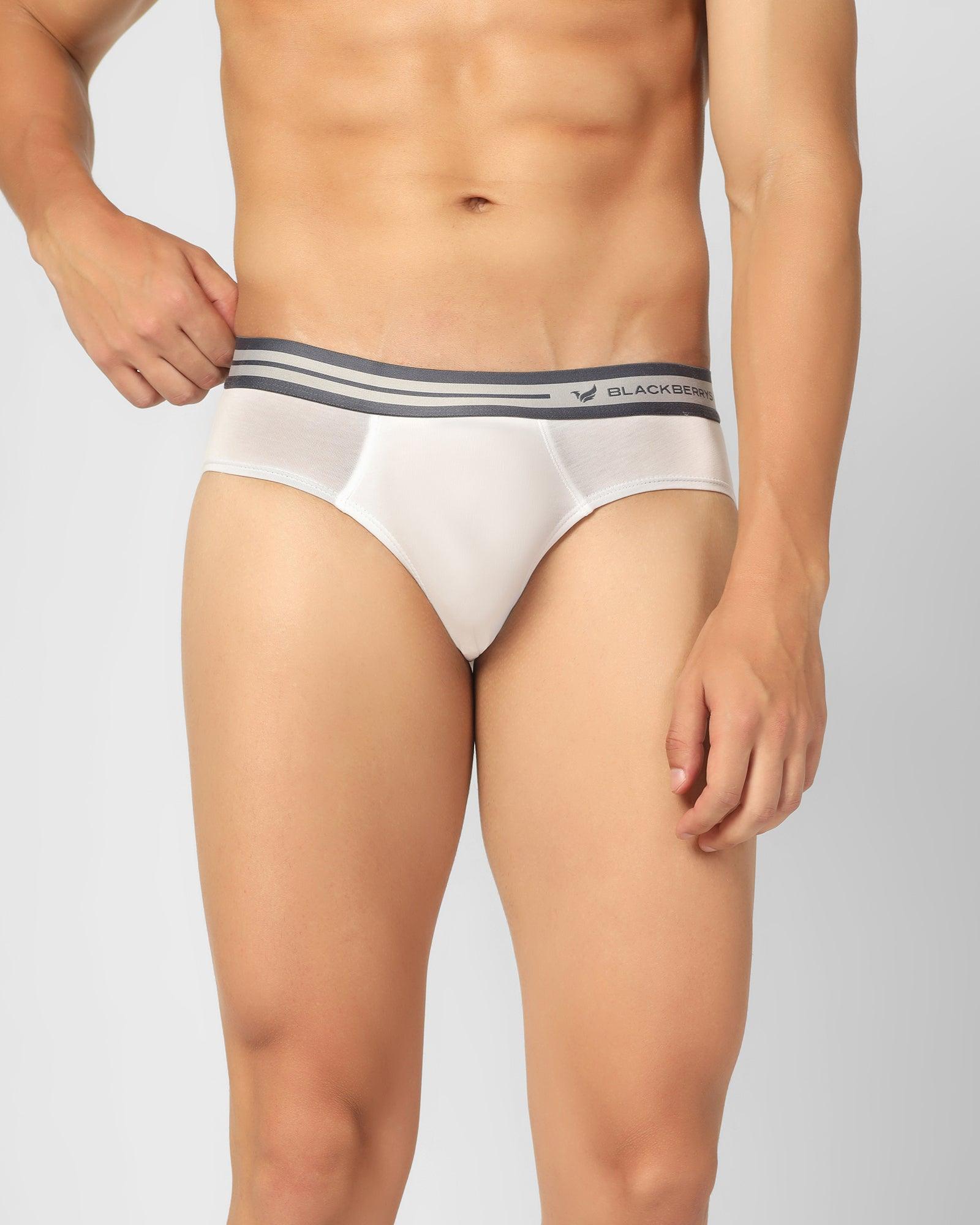 Regular Fit Brief In White (New Broc) - Blackberrys