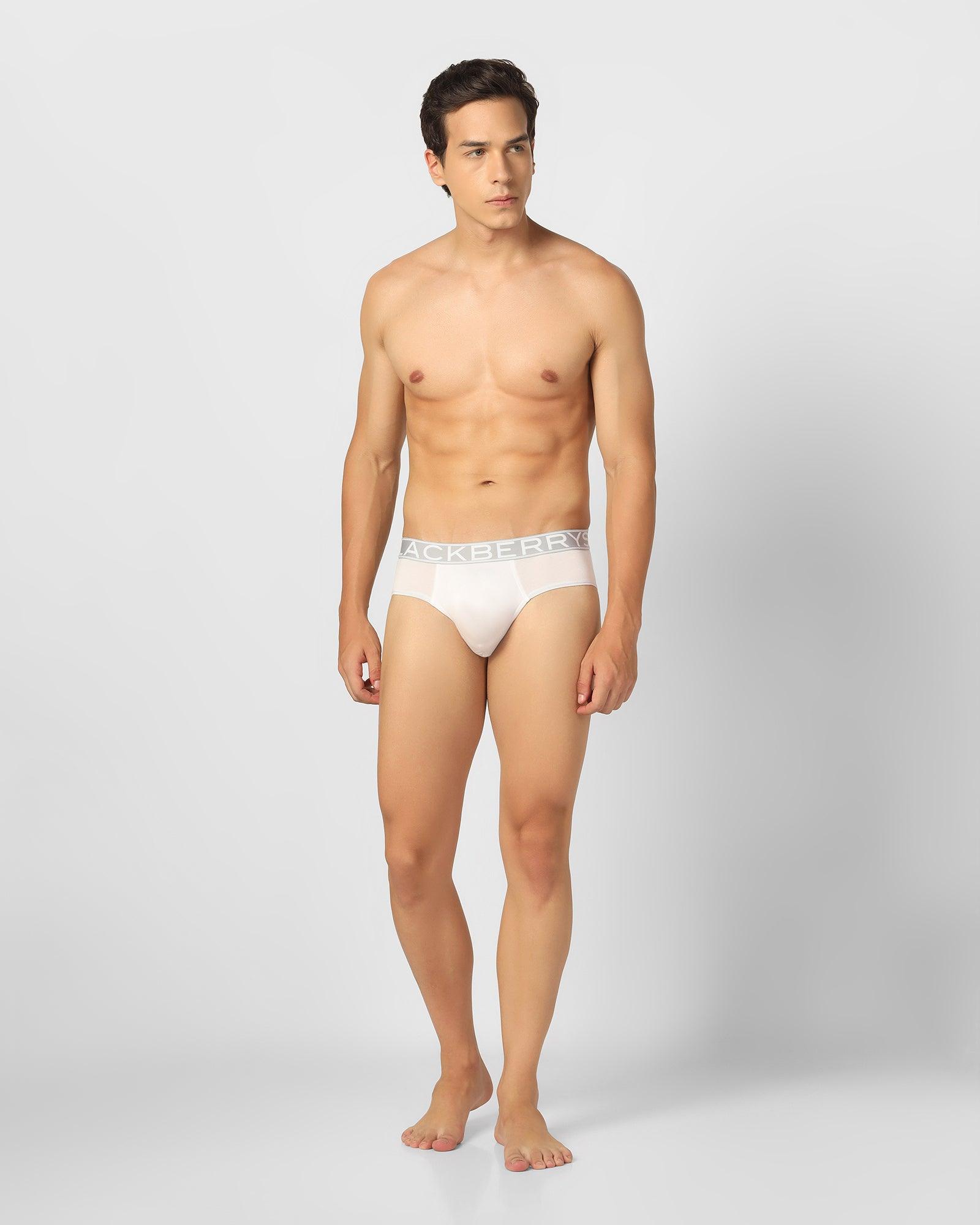 Regular Fit Brief In White (Russel) - Blackberrys