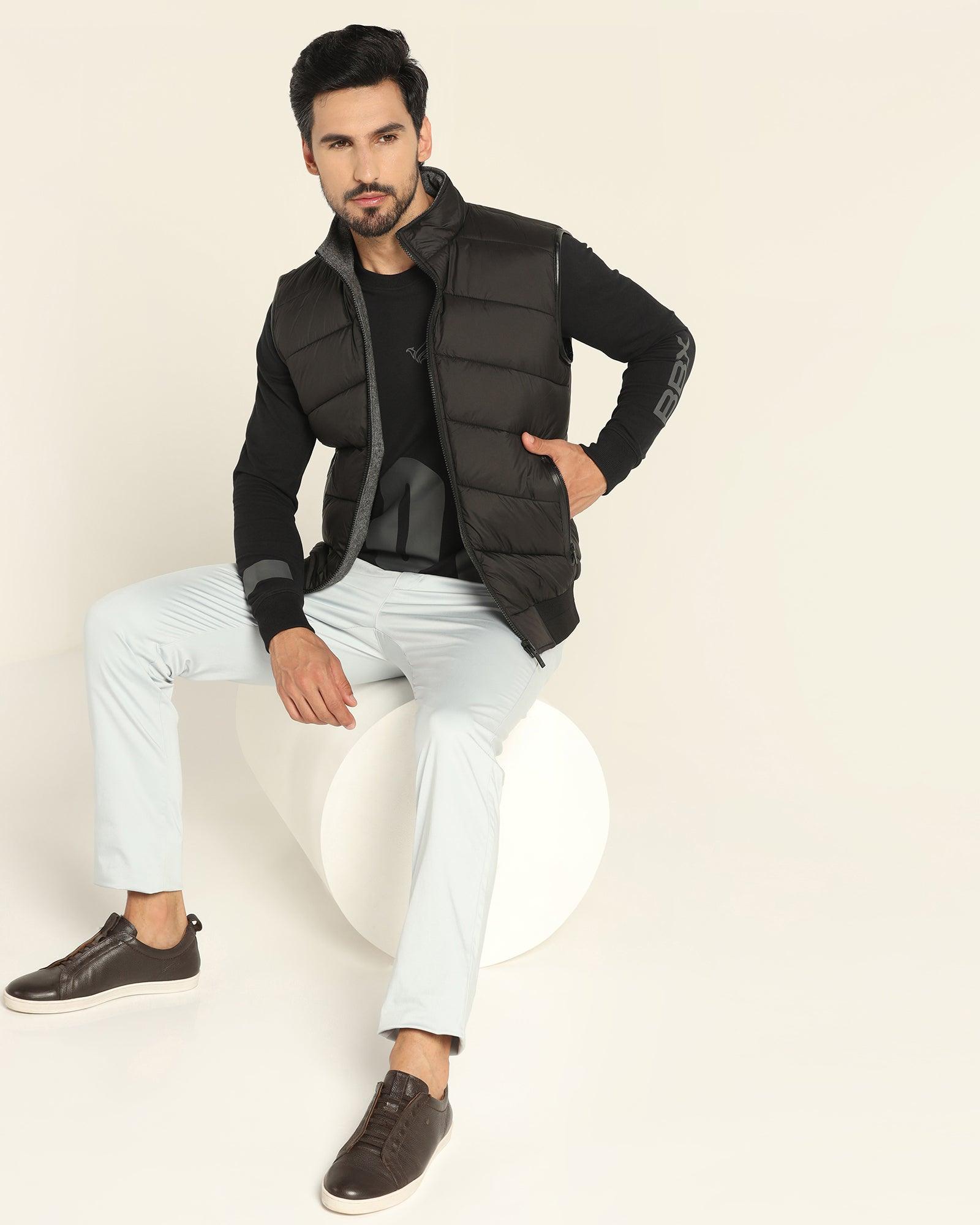 Reversible Black Solid Zipper Jacket - Cabe - Blackberrys