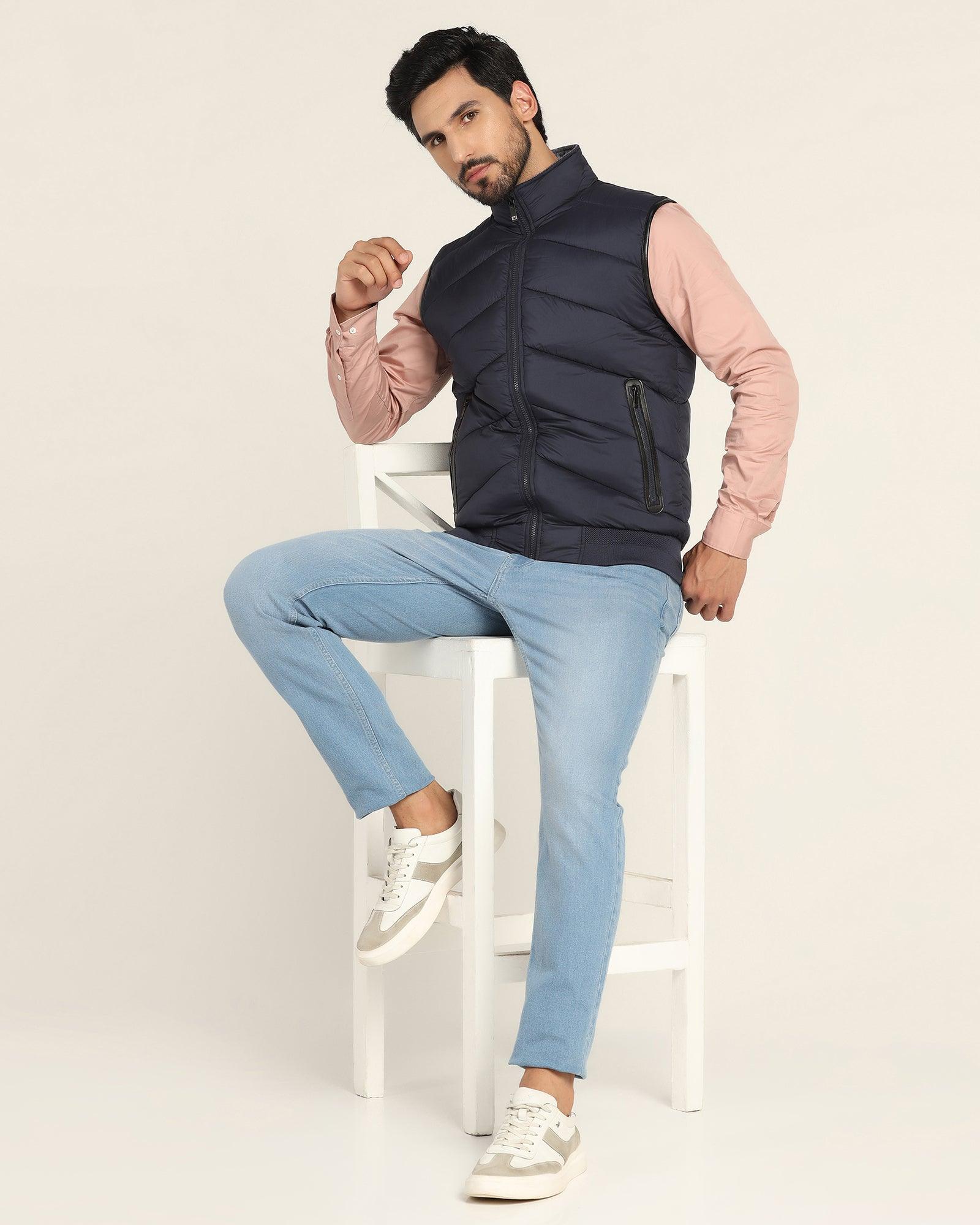 Reversible Navy Solid Zipper Jacket - Cabe - Blackberrys