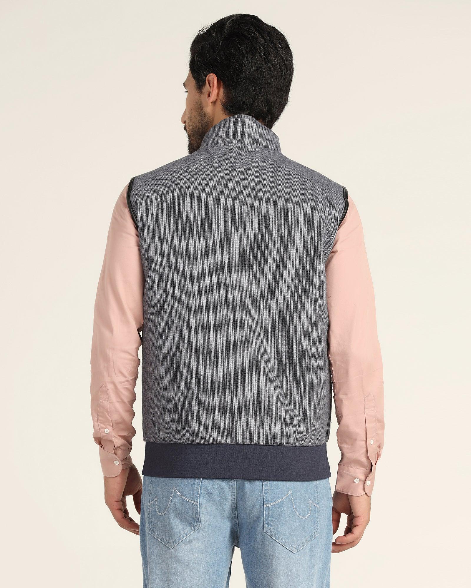 Reversible Navy Solid Zipper Jacket - Cabe - Blackberrys