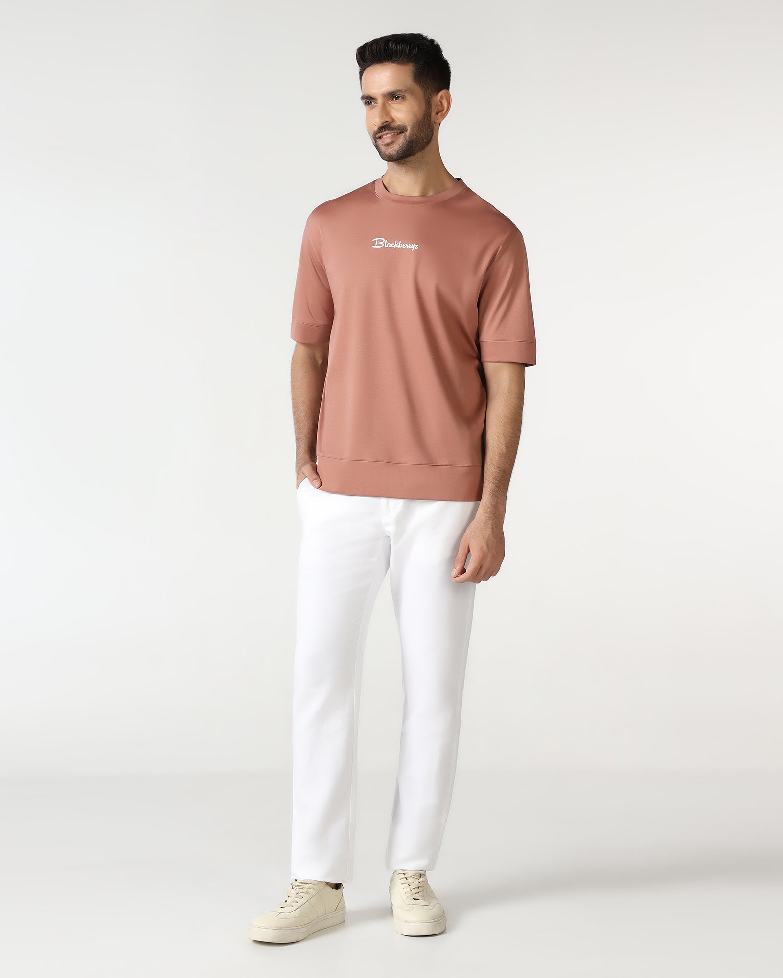 Rust Crew Neck Solid T-Shirt - Toss