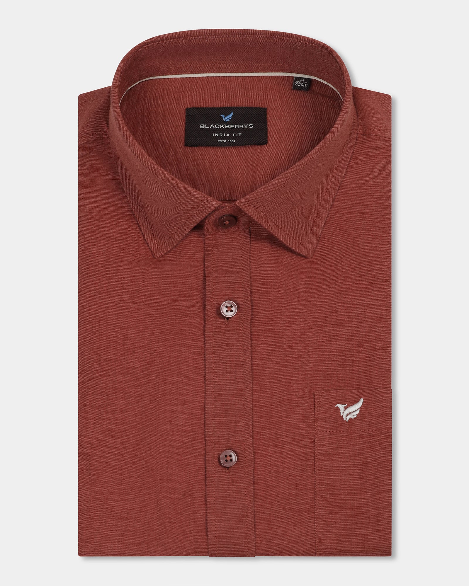 Rust Linen Solid Shirt - Cleo