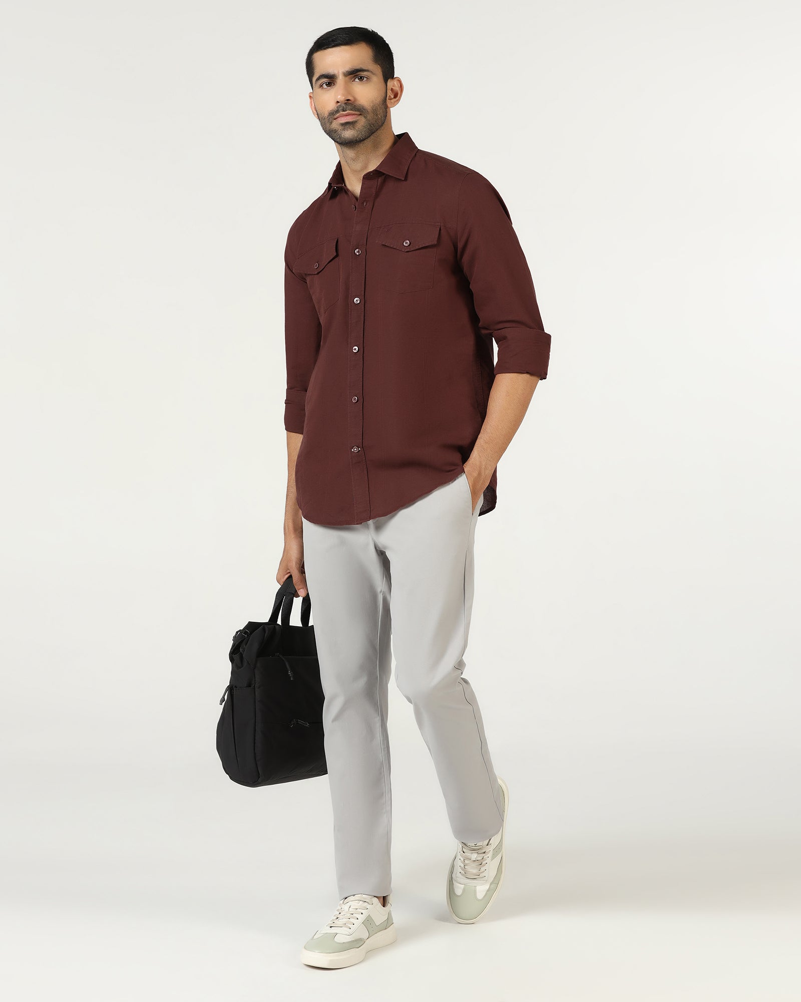 Rust Linen Solid Shirt - Konrad