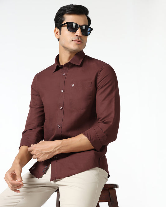 Rust Linen Solid Shirt - Salmon