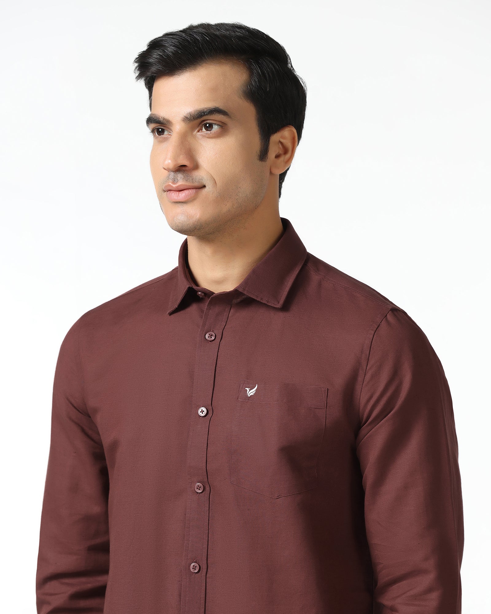 Rust Linen Solid Shirt - Salmon