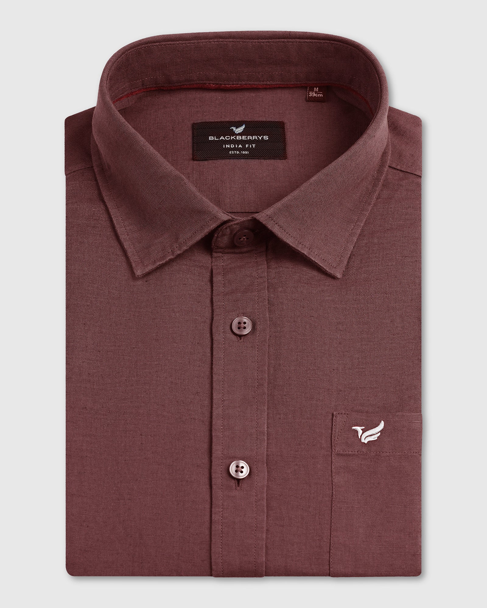 Rust Linen Solid Shirt - Salmon