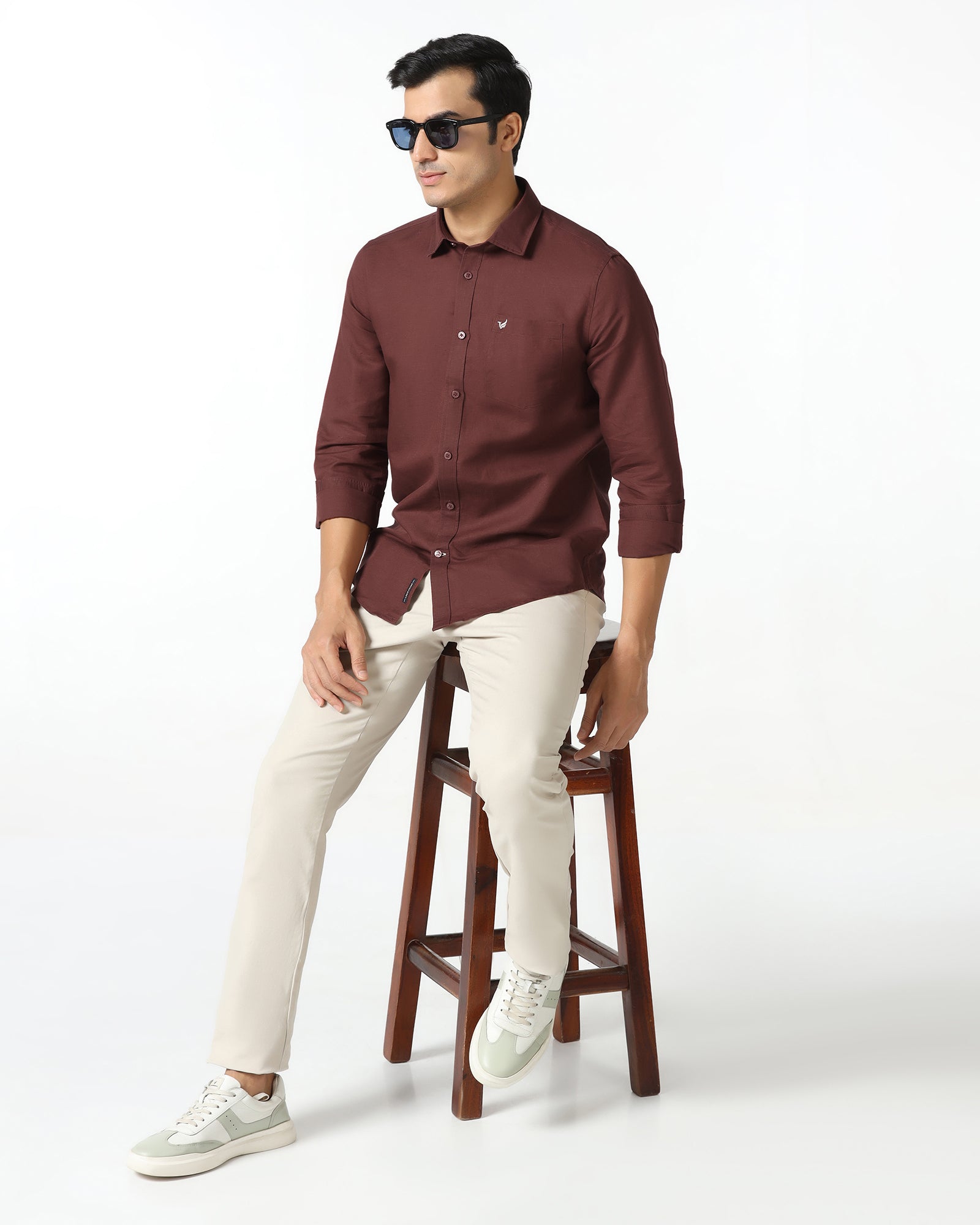 Rust Linen Solid Shirt - Salmon