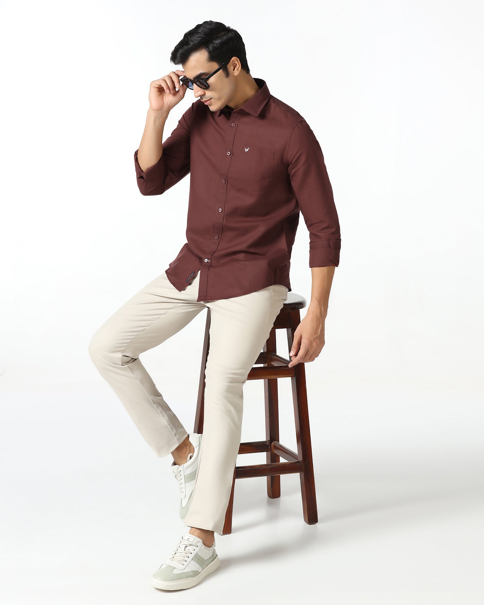 Rust Linen Solid Shirt - Salmon