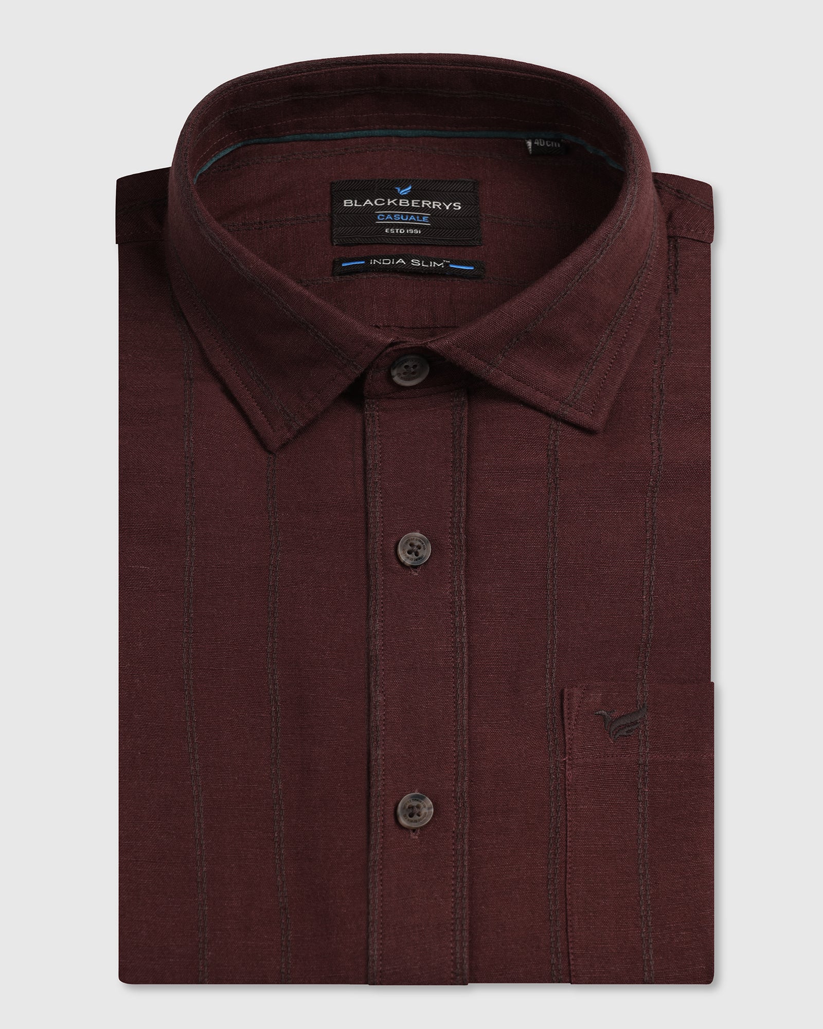 Rust Linen Stripe Shirt - Raydon