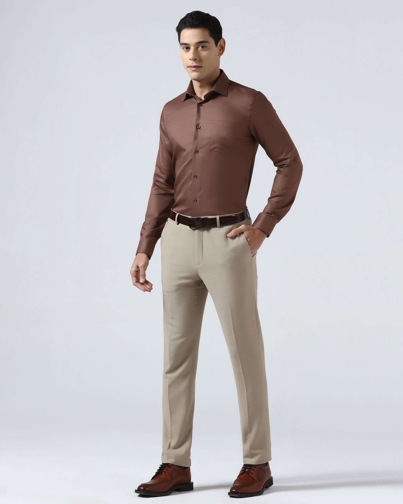 Rust Non Iron Textured Shirt - P31
