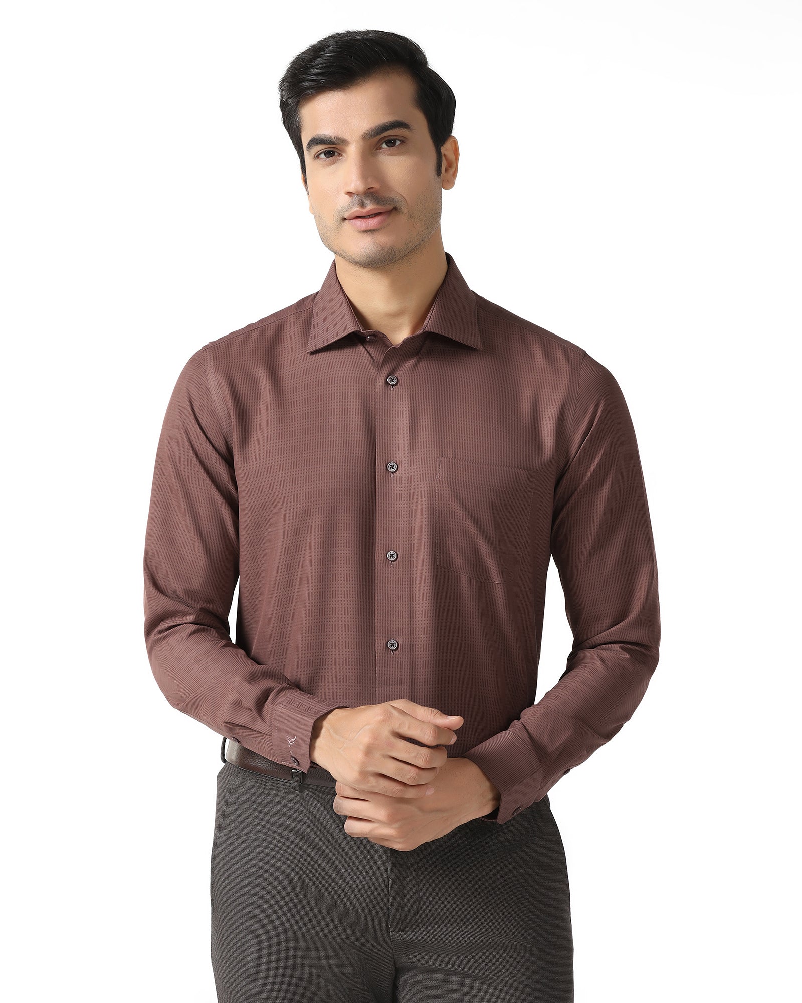 Rust Non Iron Textured Shirt - Reform