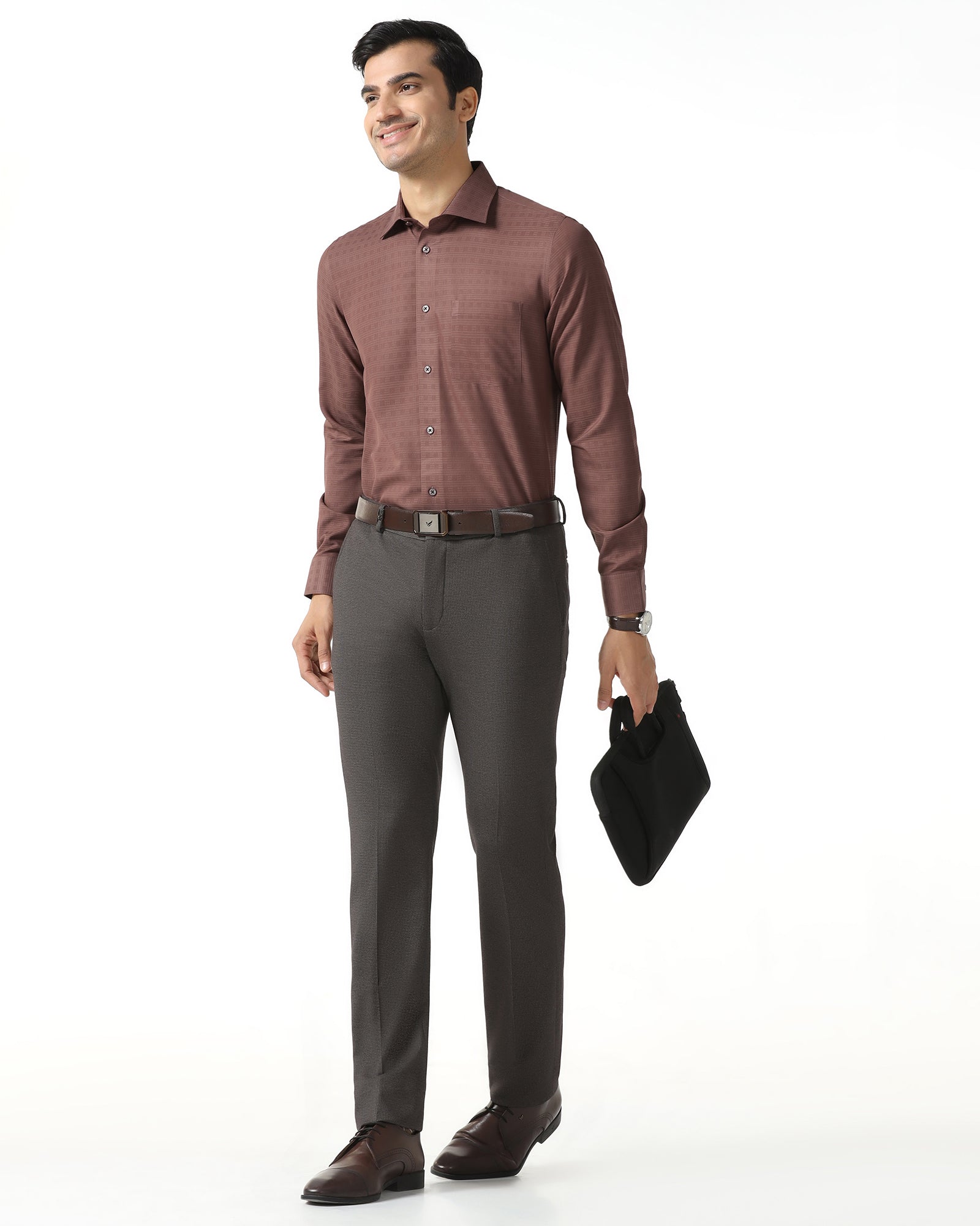 Rust Non Iron Textured Shirt - Reform