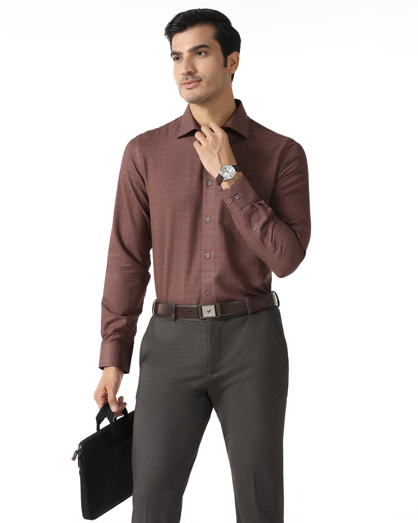 Rust Non Iron Textured Shirt - Reform