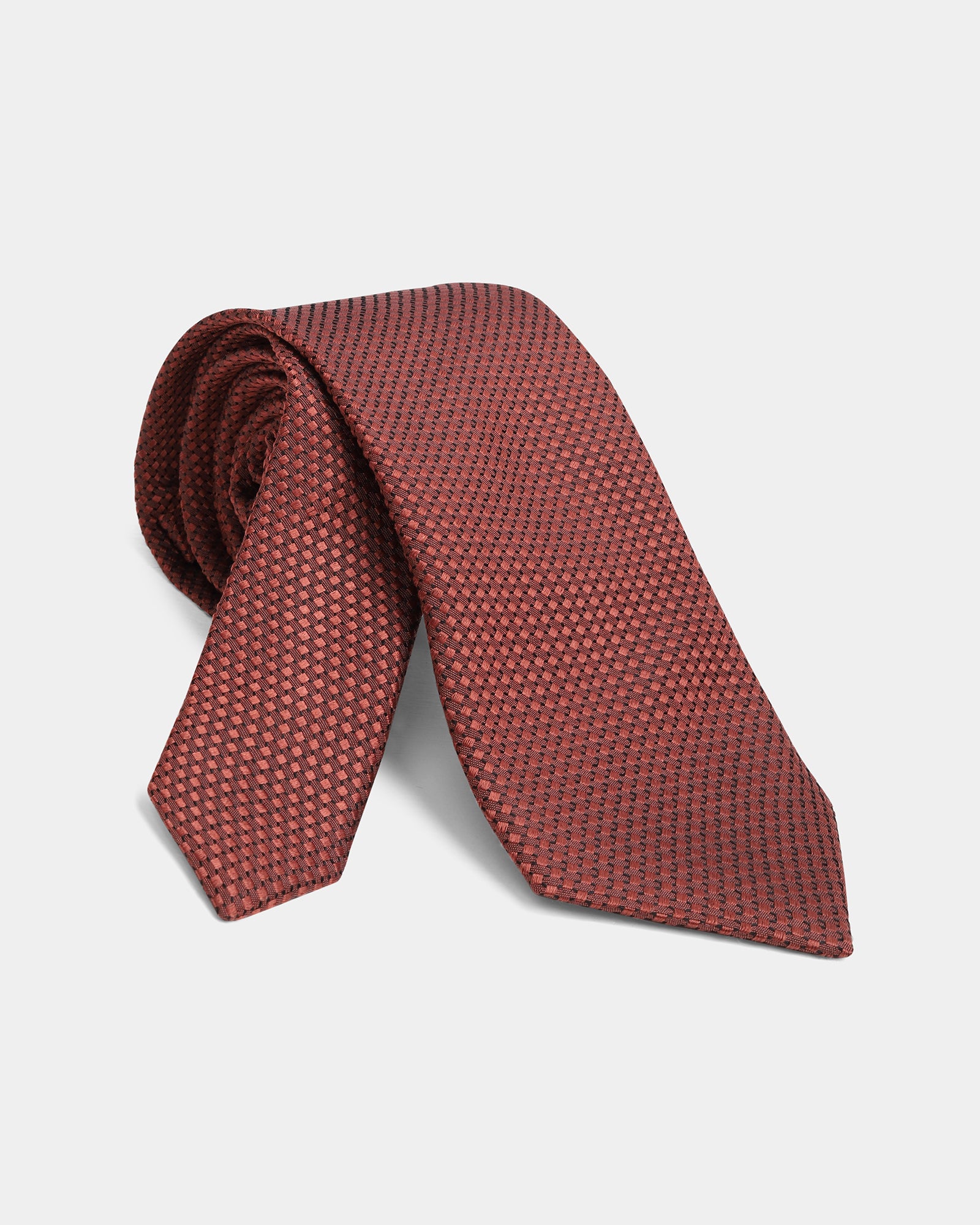 Rust Silk Jacquard Tie - Aglow