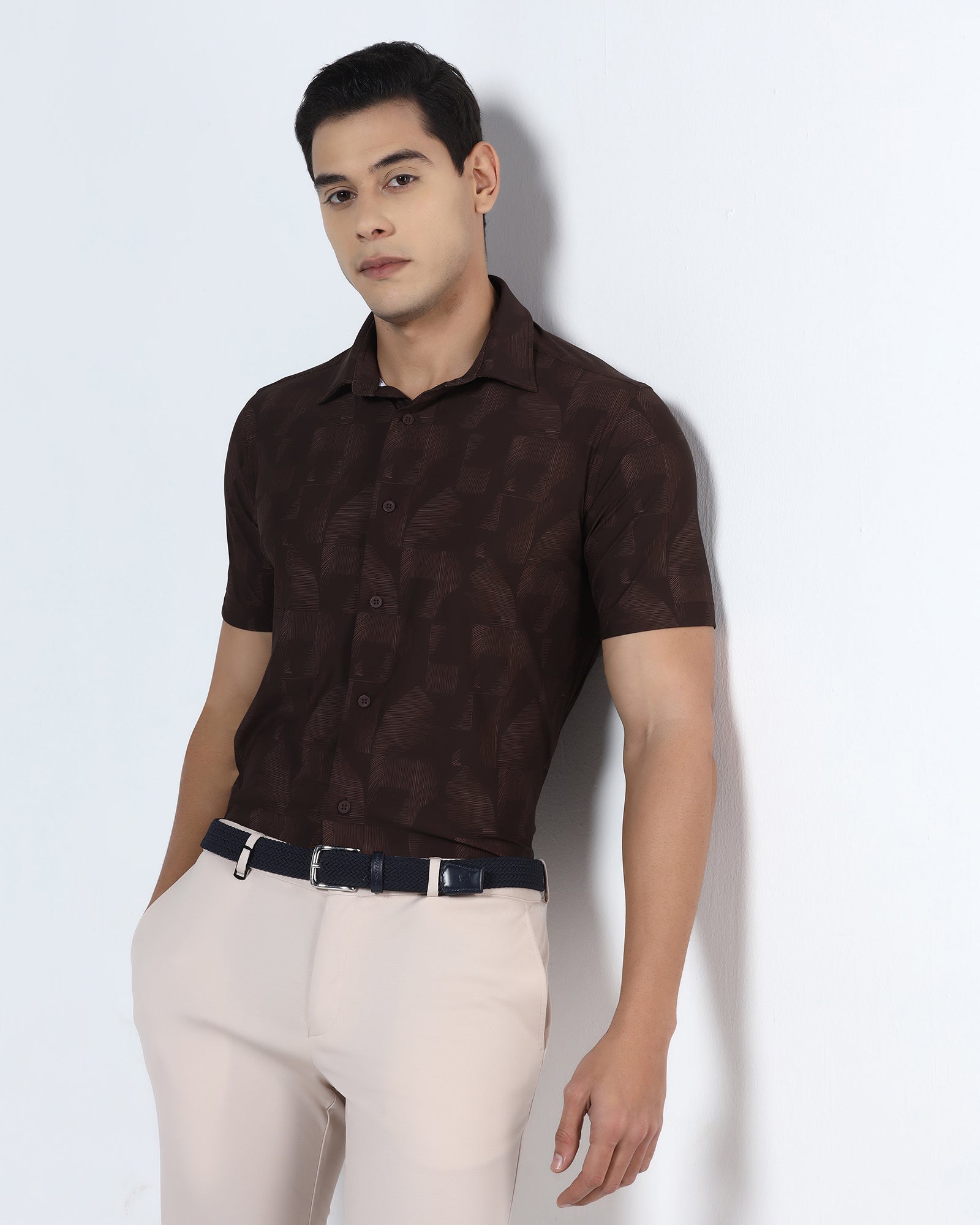 Rust Half Sleeve TechPro Printed Shirt - Median
