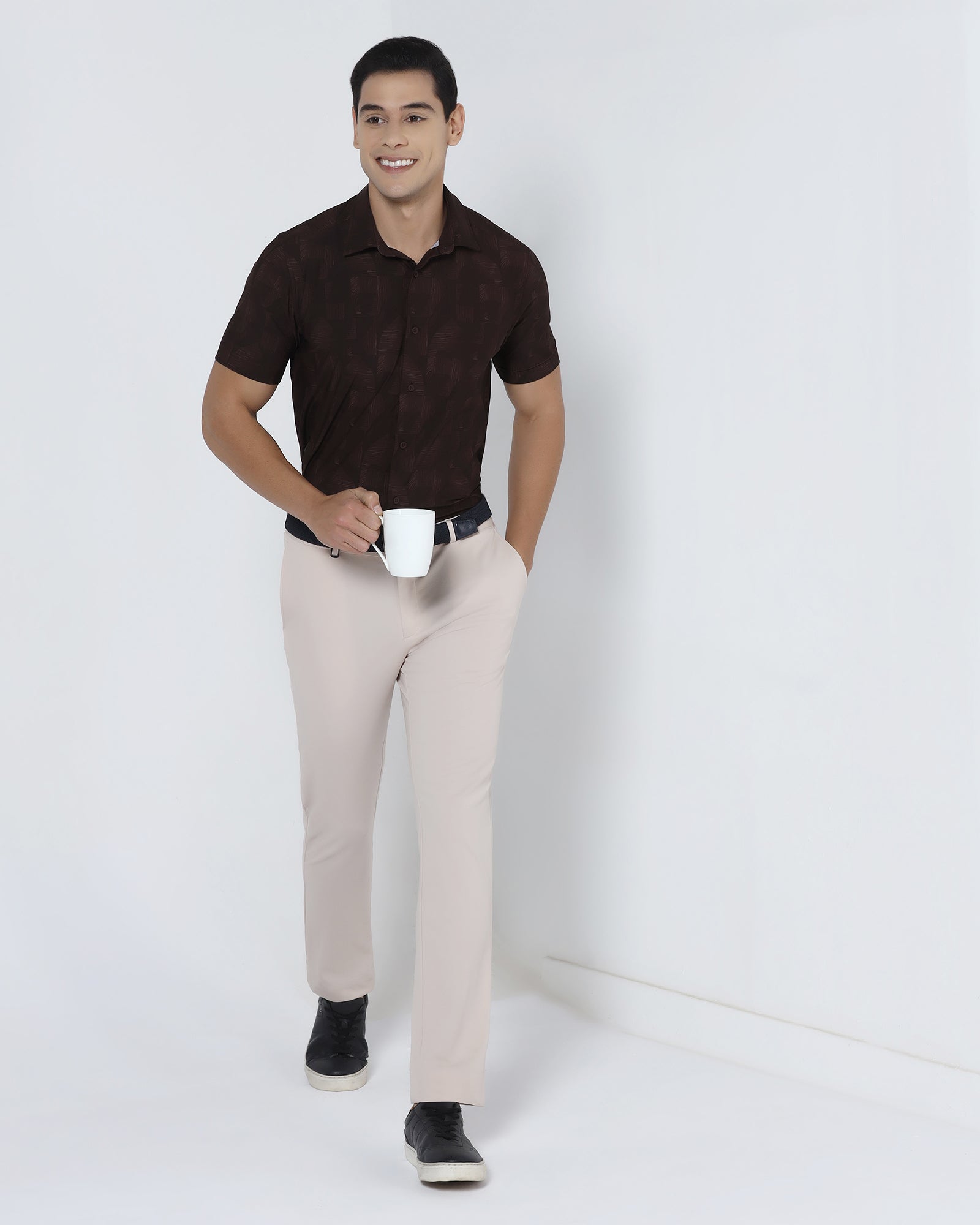 Rust Half Sleeve TechPro Printed Shirt - Median