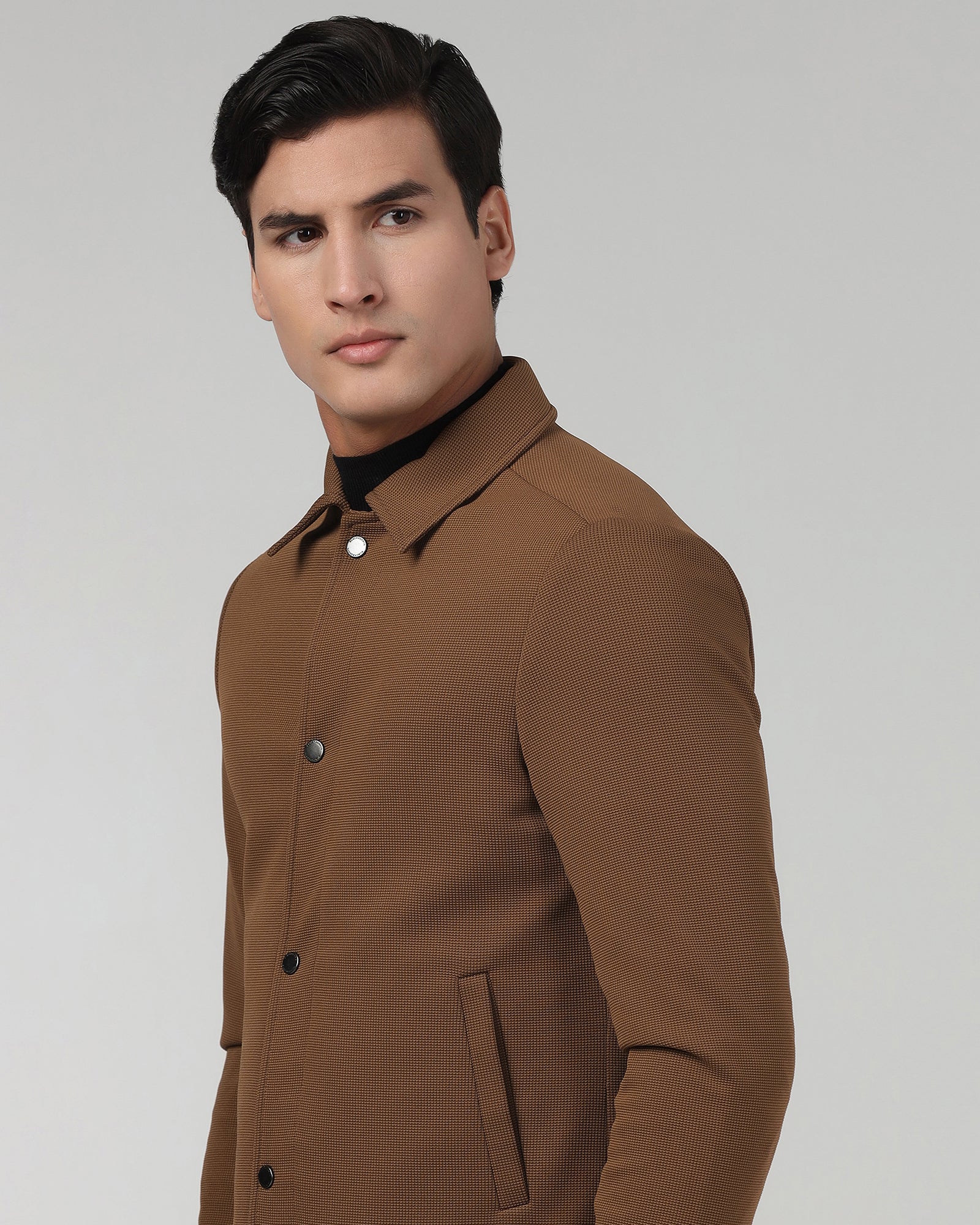 Rust Textured Zipper Jacket - Joan