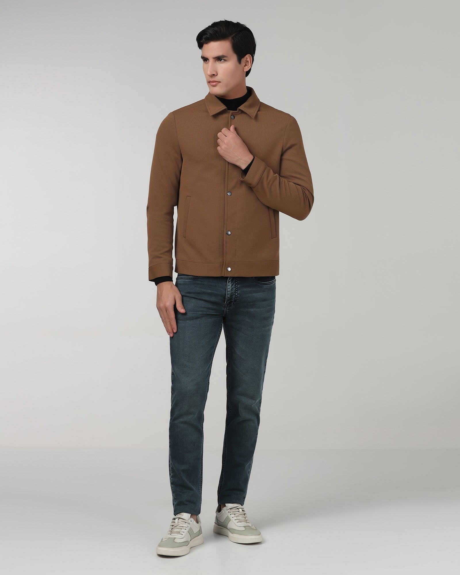 Rust Textured Zipper Jacket - Joan