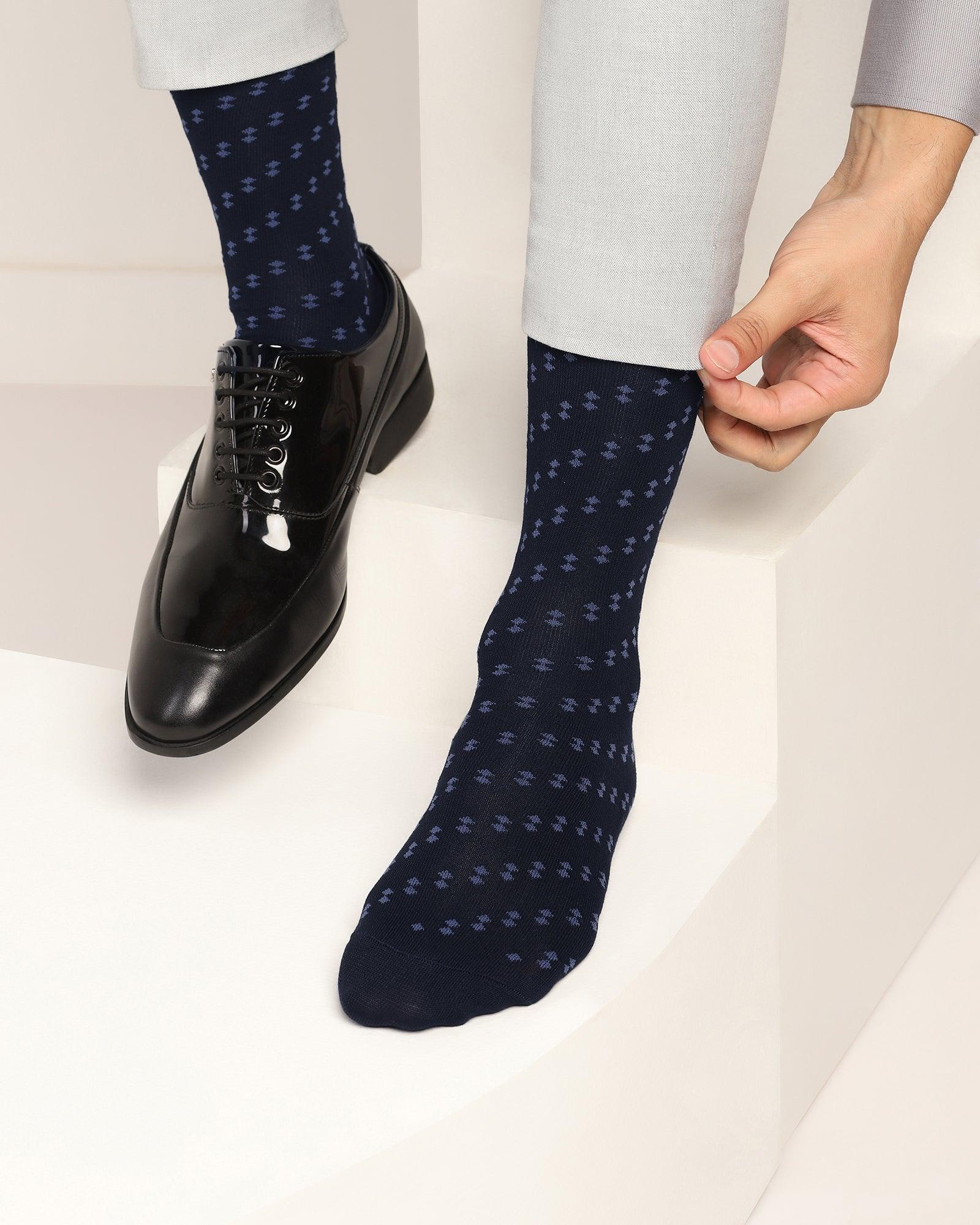 Cotton Dark Navy Knitted Socks - Toyo