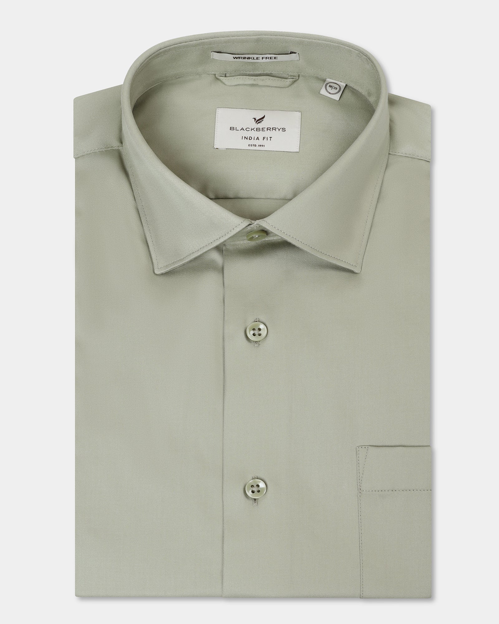 Sage Green Unwrinkle Solid Shirt - Sylvia