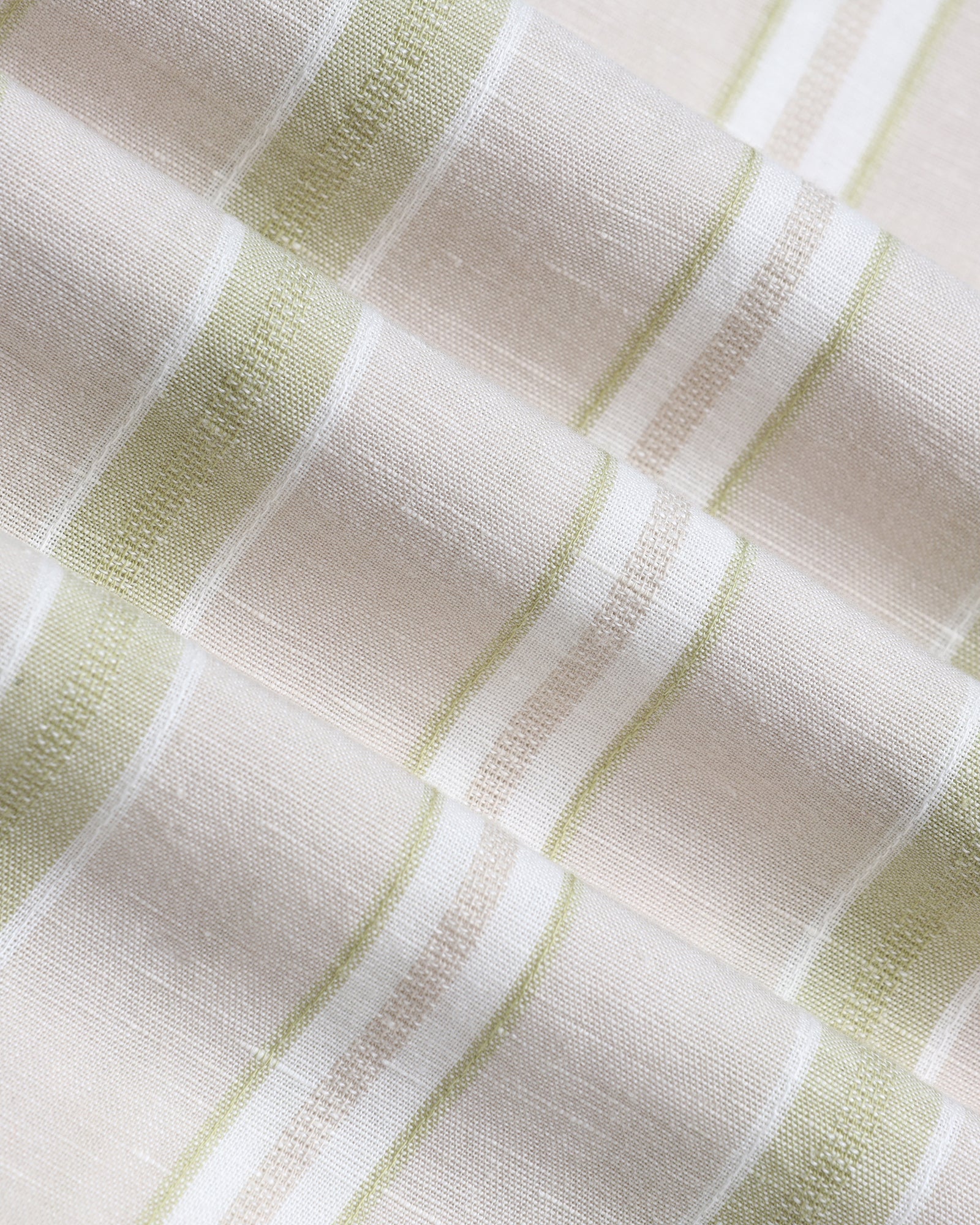 Sage Green Half Sleeve Linen Stripe Shirt - Junel