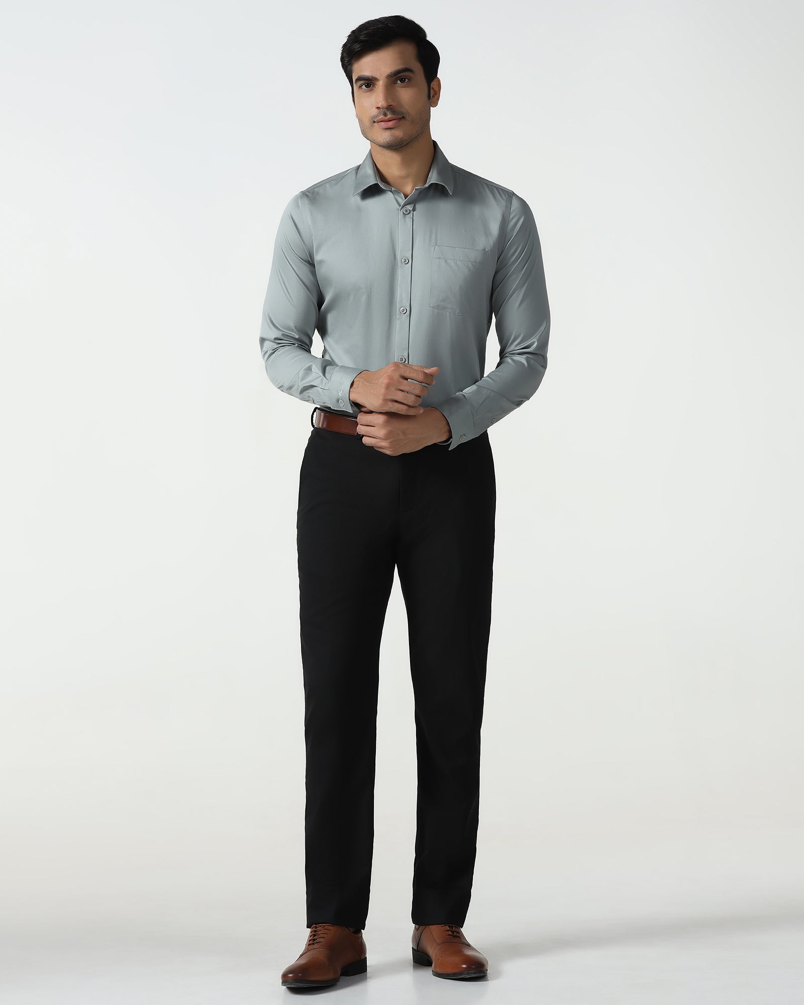 Sage Green Non Iron Solid Shirt - Liviya