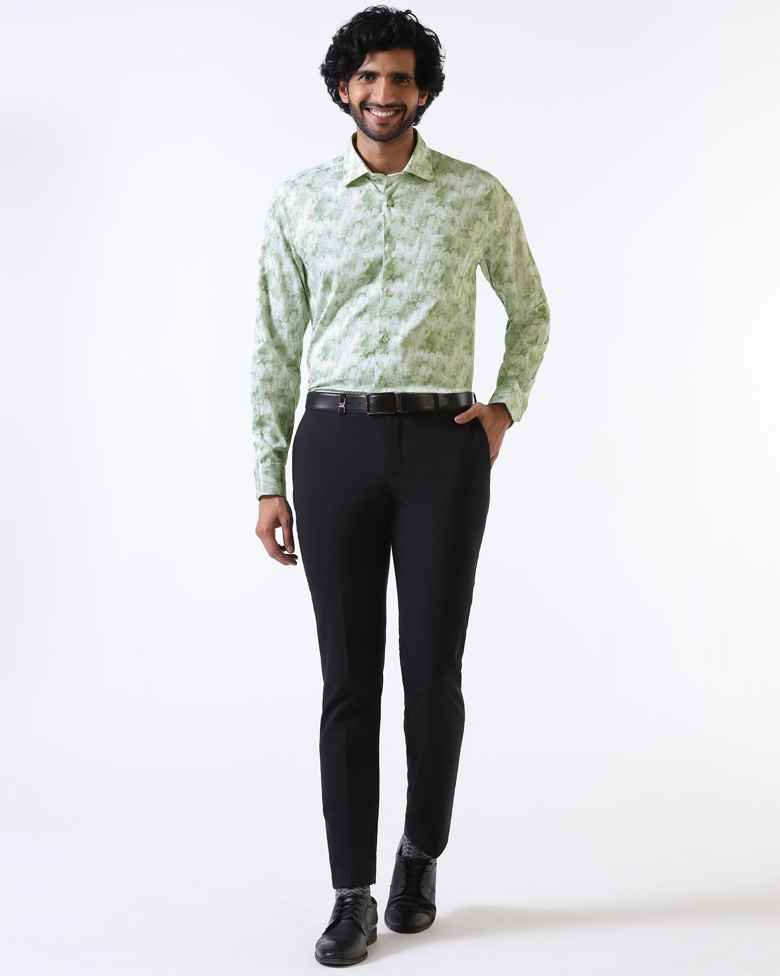 Sage Green Printed Shirt - Piano