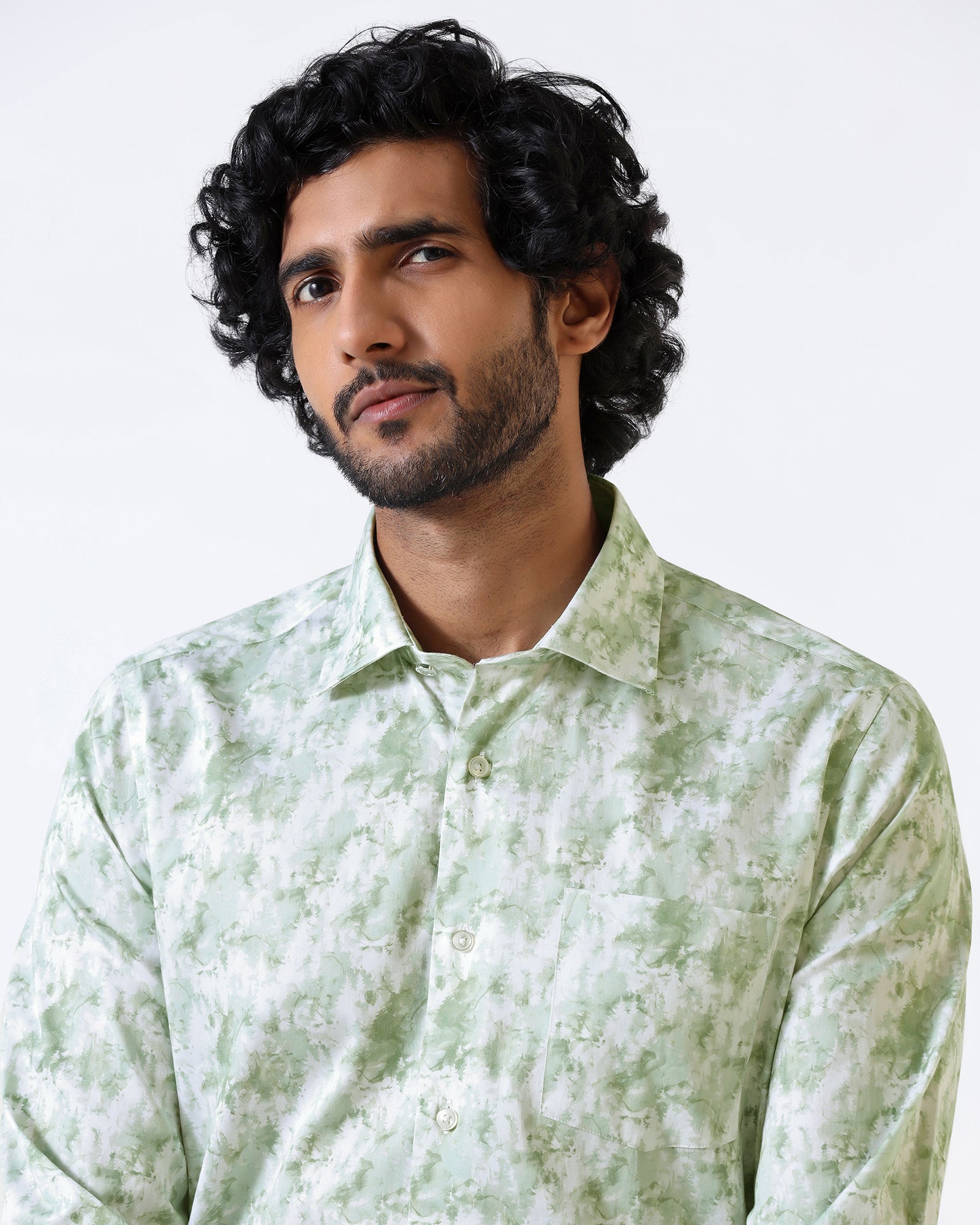 Sage Green Printed Shirt - Piano
