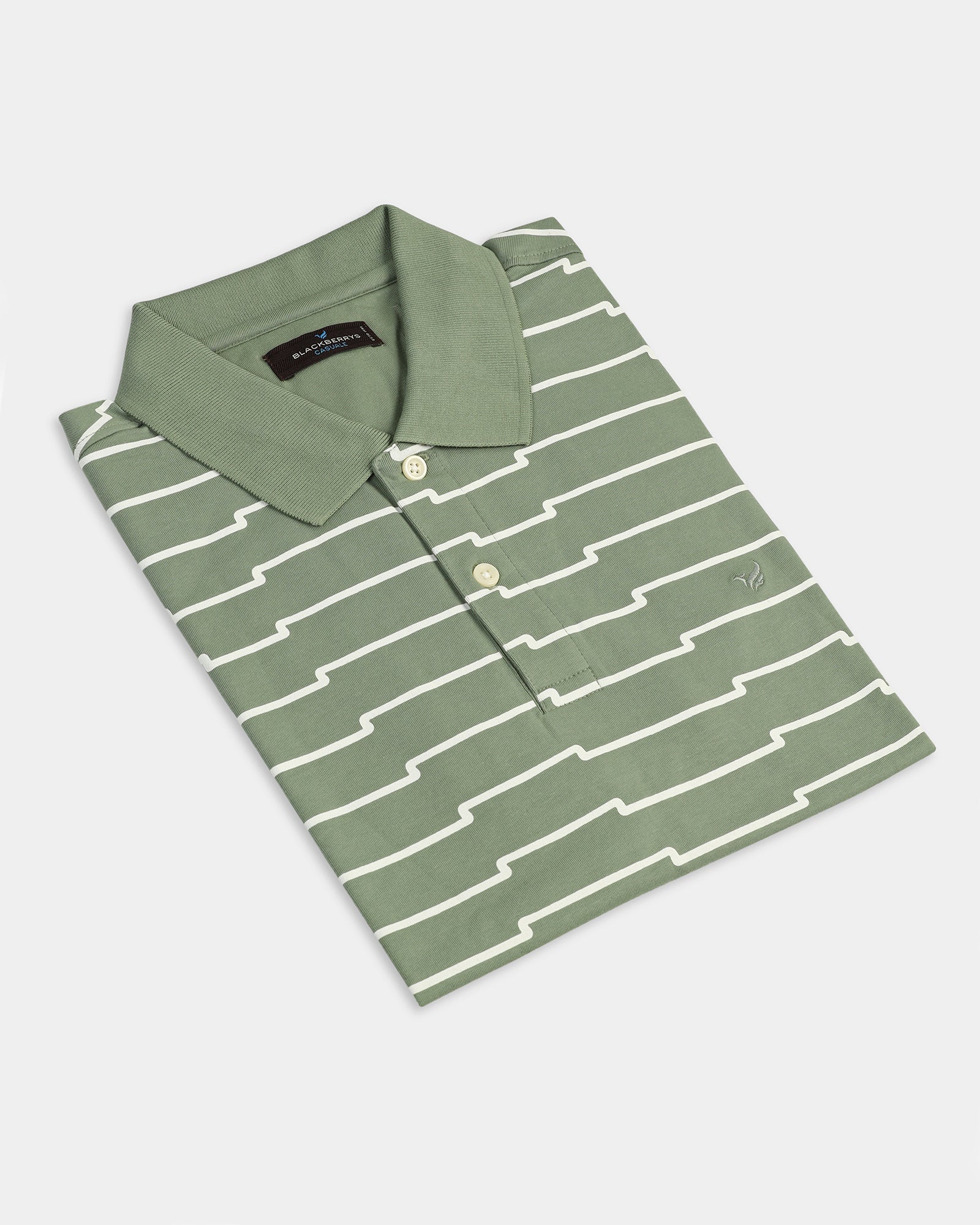 Sage Green Printed Polo - Maze