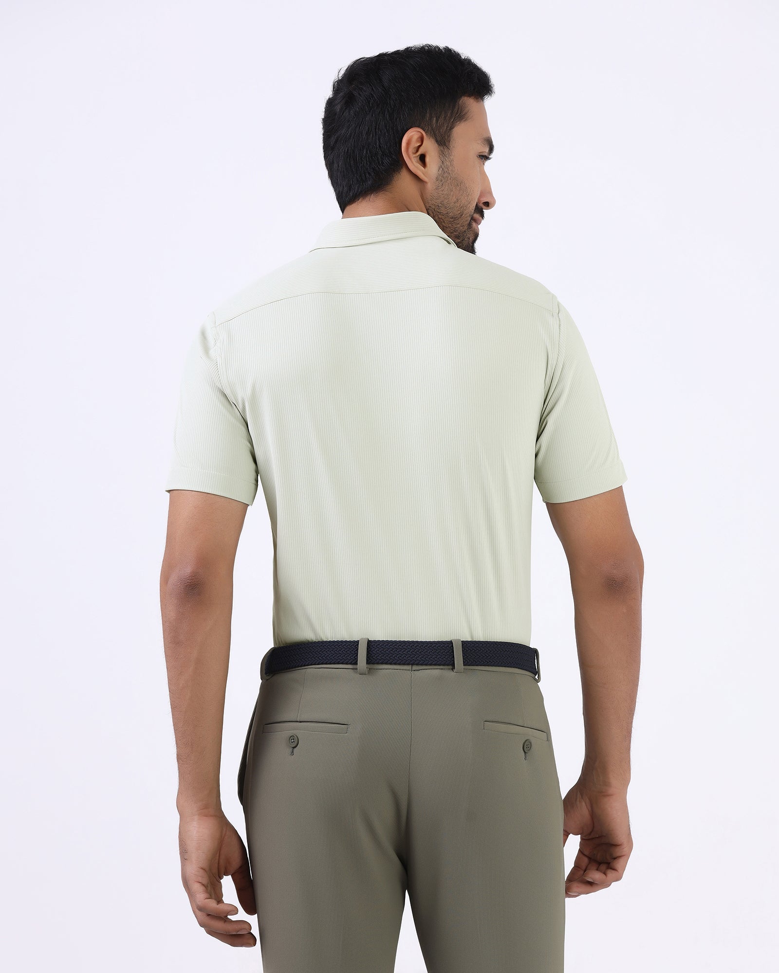 Sage Green Half Sleeve TechPro Stripe Shirt - Lunar
