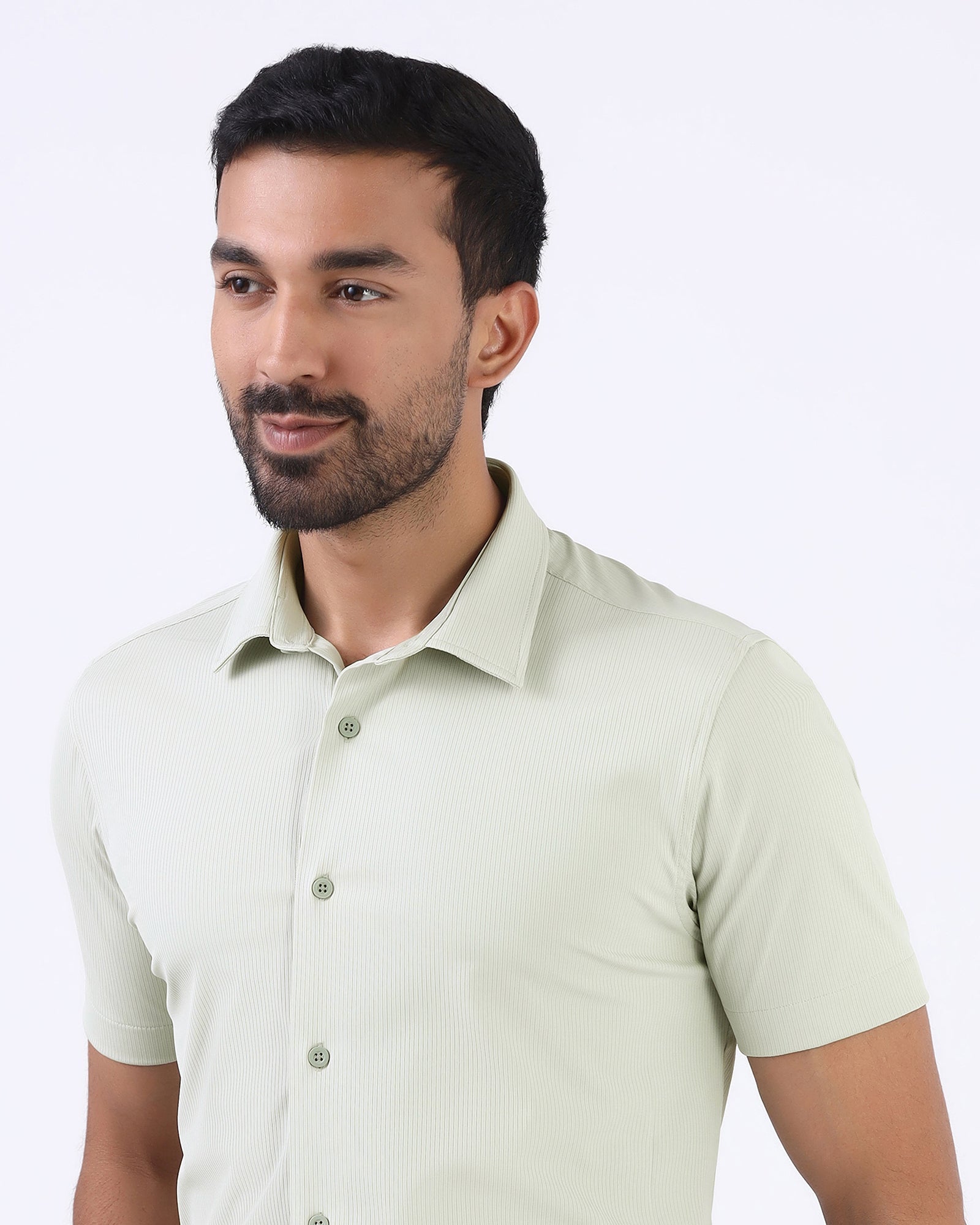 Sage Green Half Sleeve TechPro Stripe Shirt - Lunar