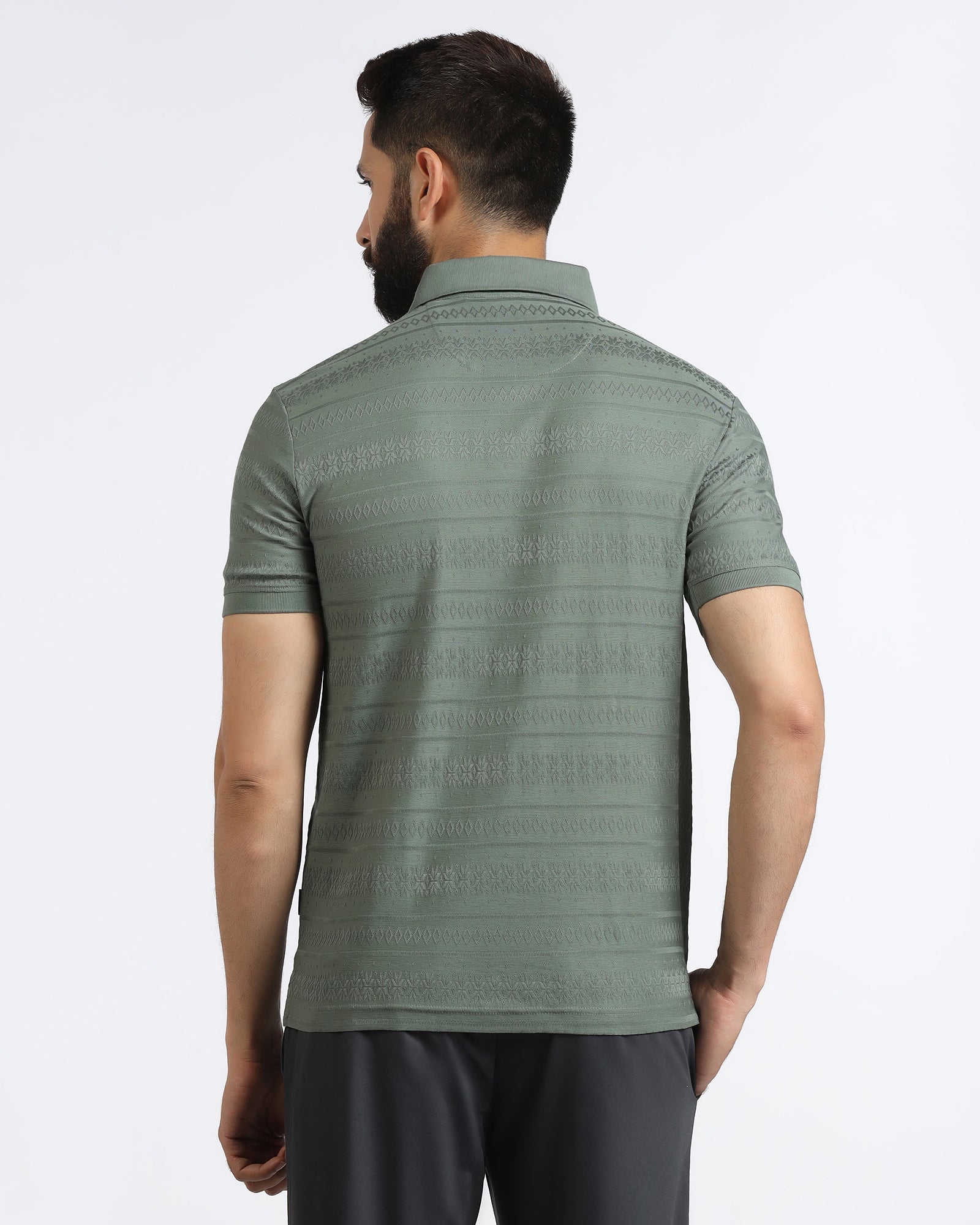Sage Green Textured Polo - Tomb