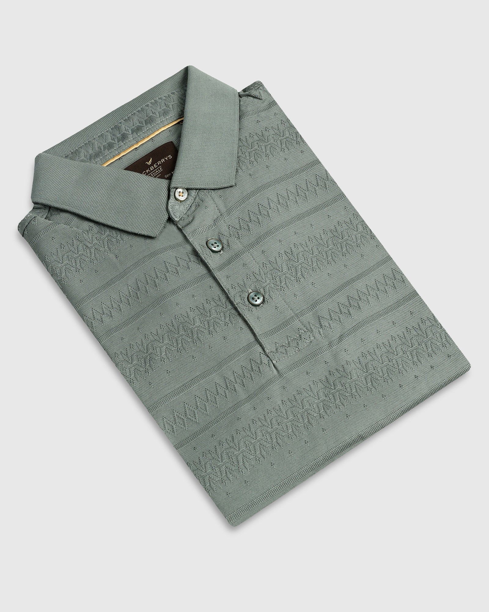 Sage Green Textured Polo - Tomb