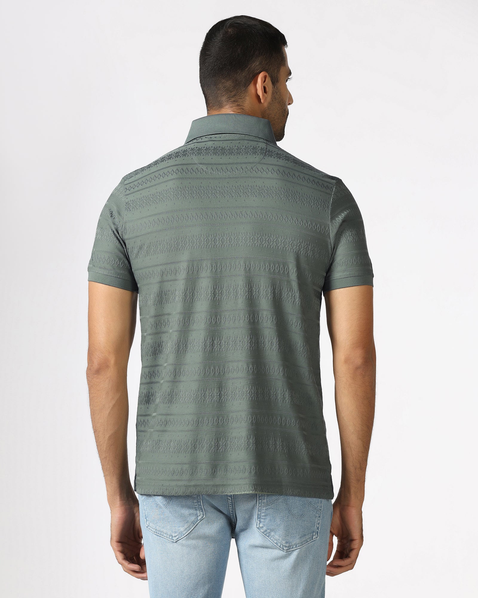 Sage Green Textured Polo - Tomb