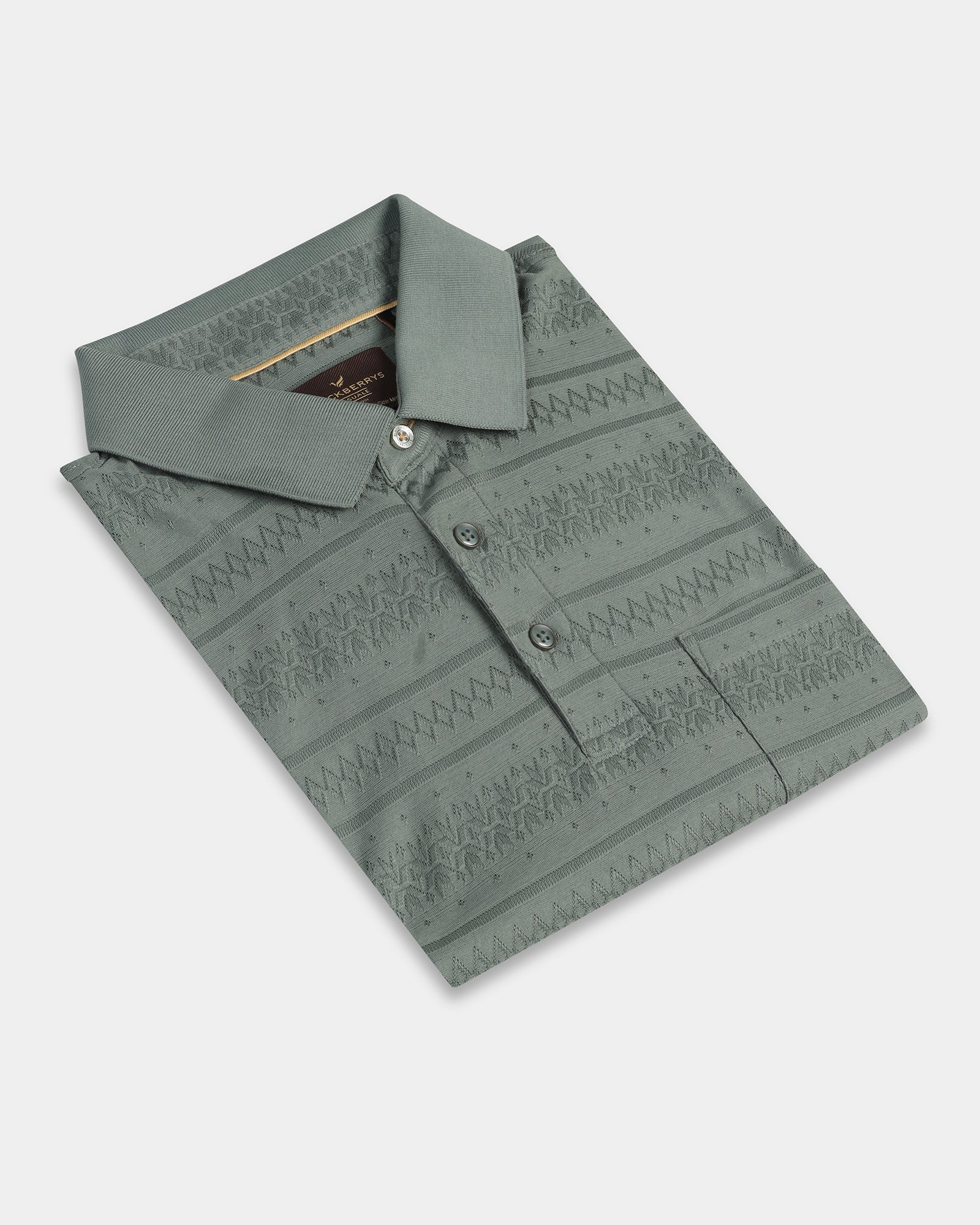 Sage Green Textured Polo - Tomb